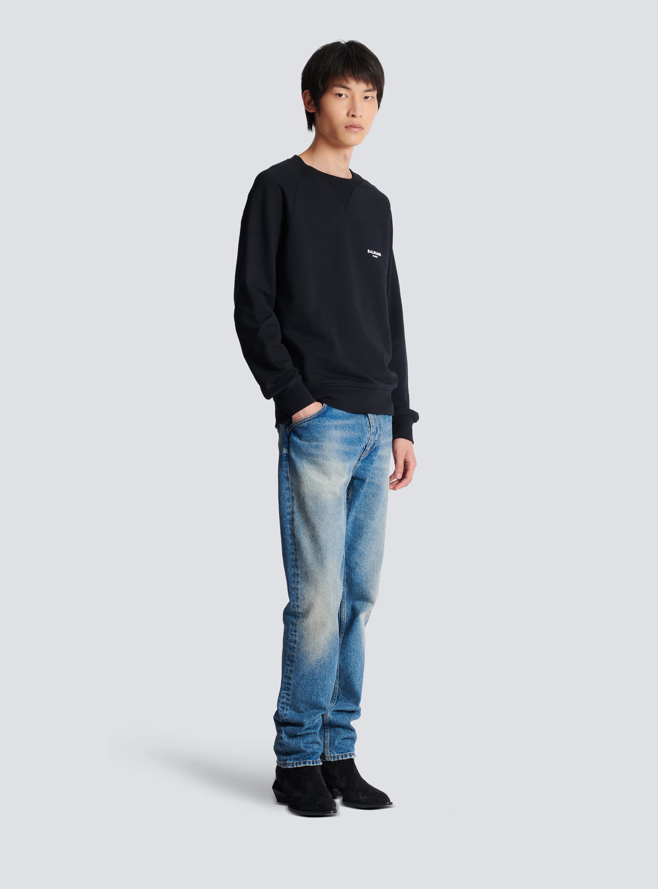 Balmain Black Flocked Sweatshirt