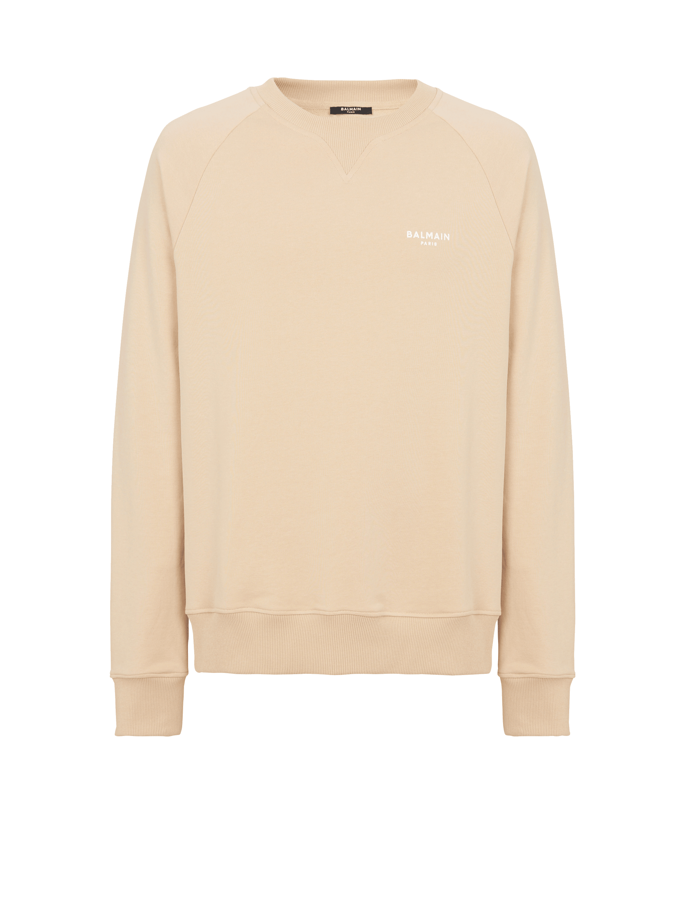Flocked Balmain sweatshirt, beige, hi-res