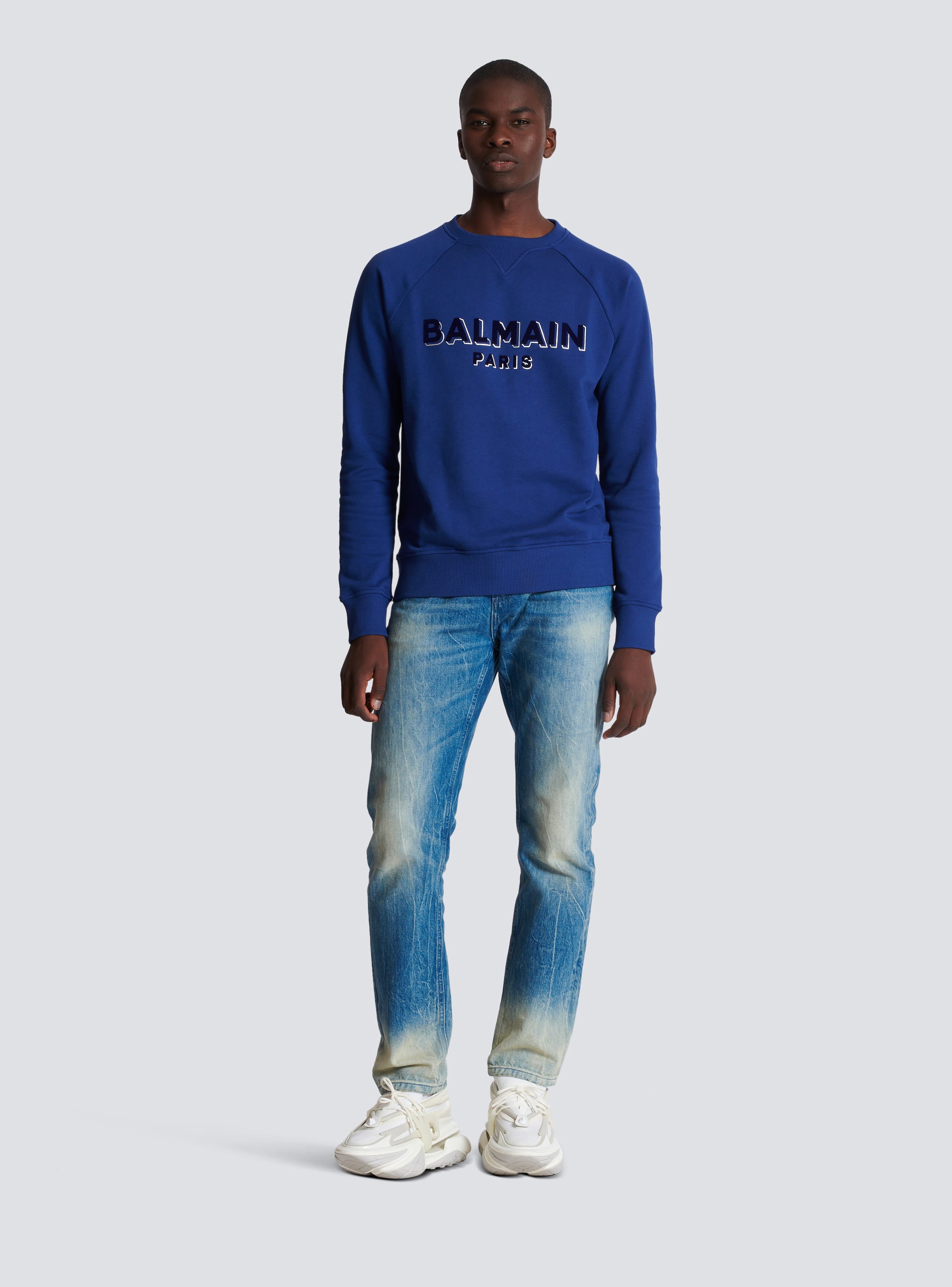 Balmain Sweatshirt mit beflocktem Metallic-Print