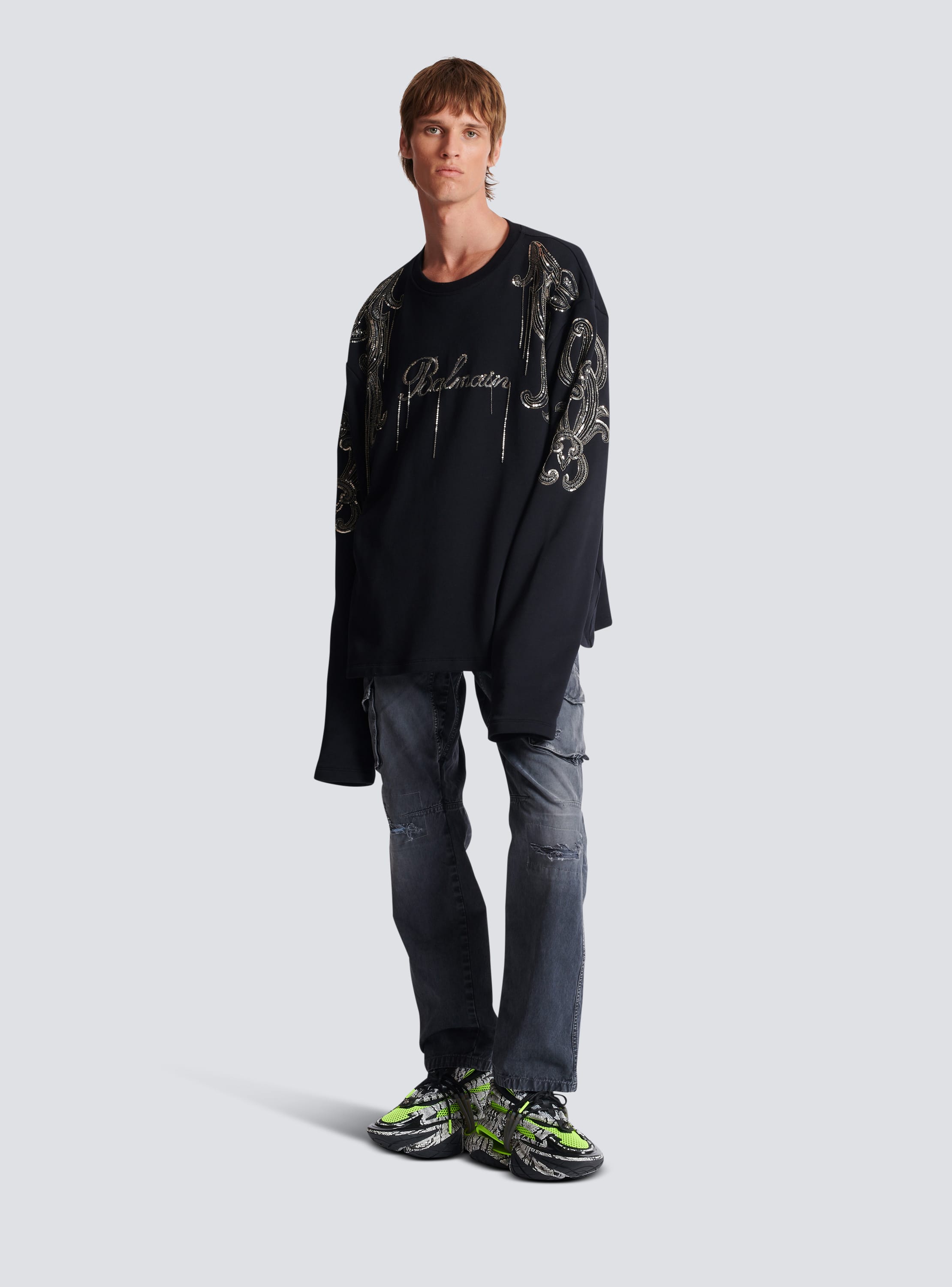 Besticktes Balmain Signature Sweatshirt mit Ketten