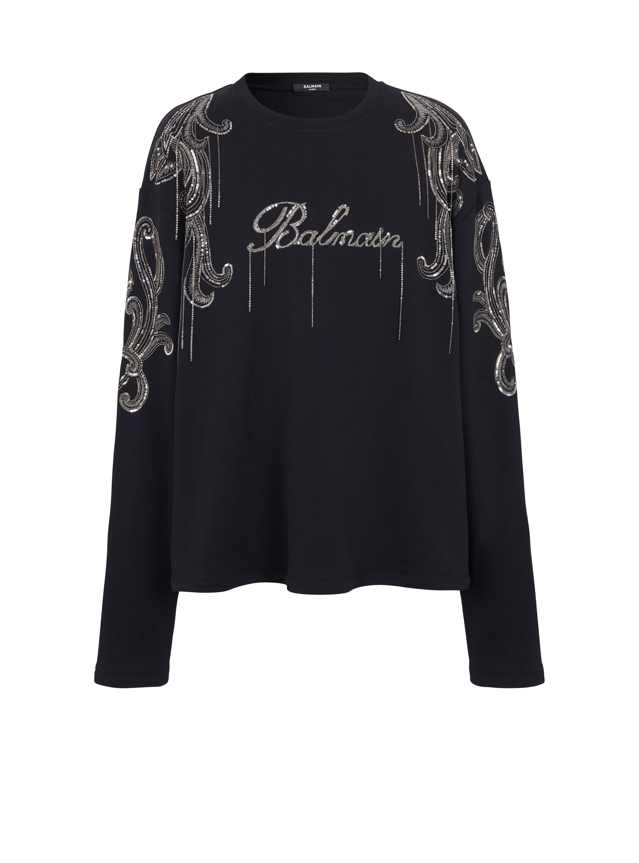 Sweat-shirt Balmain Signature brodé de chaînes