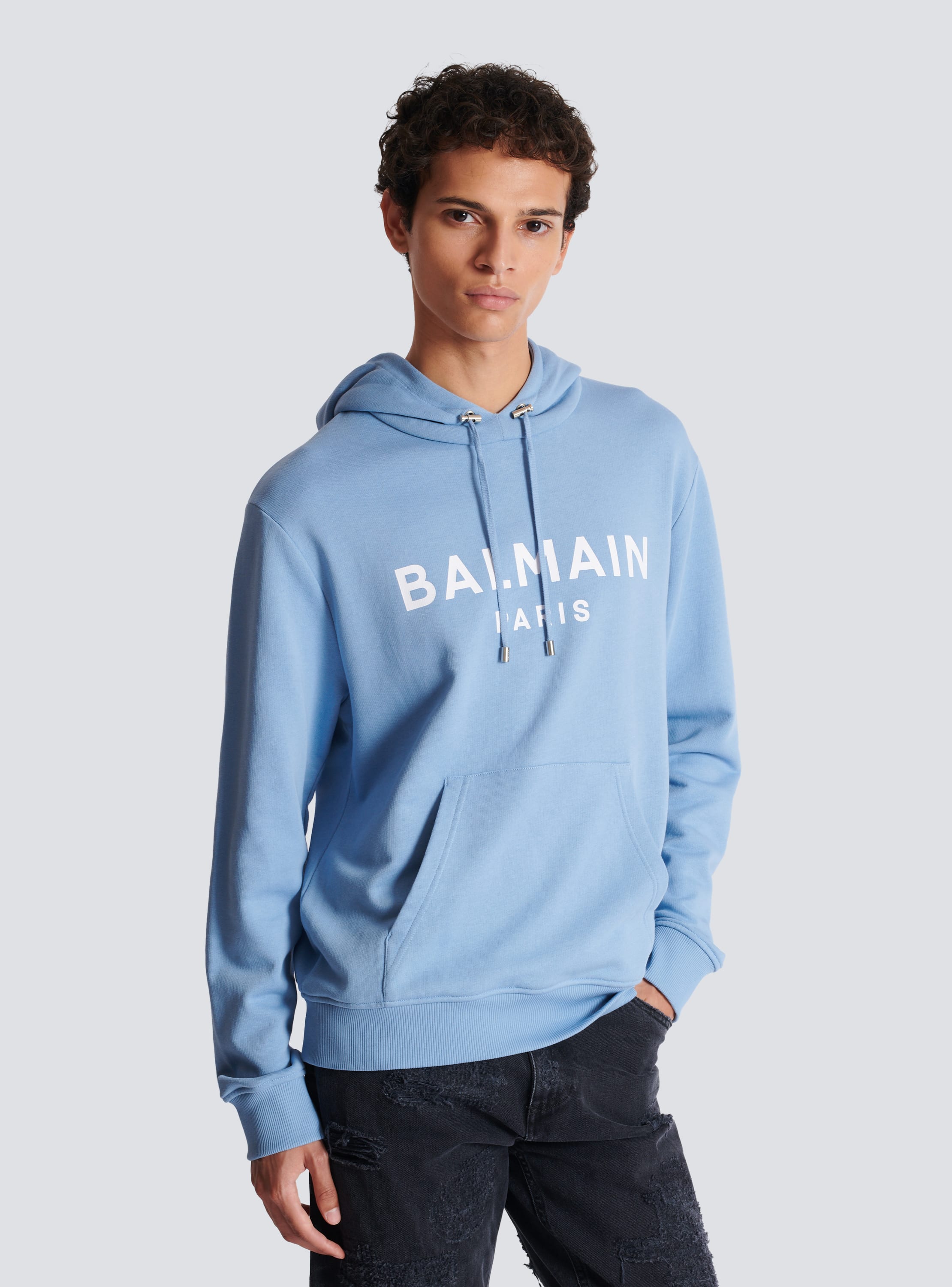 Balmain blue hoodie new arrivals