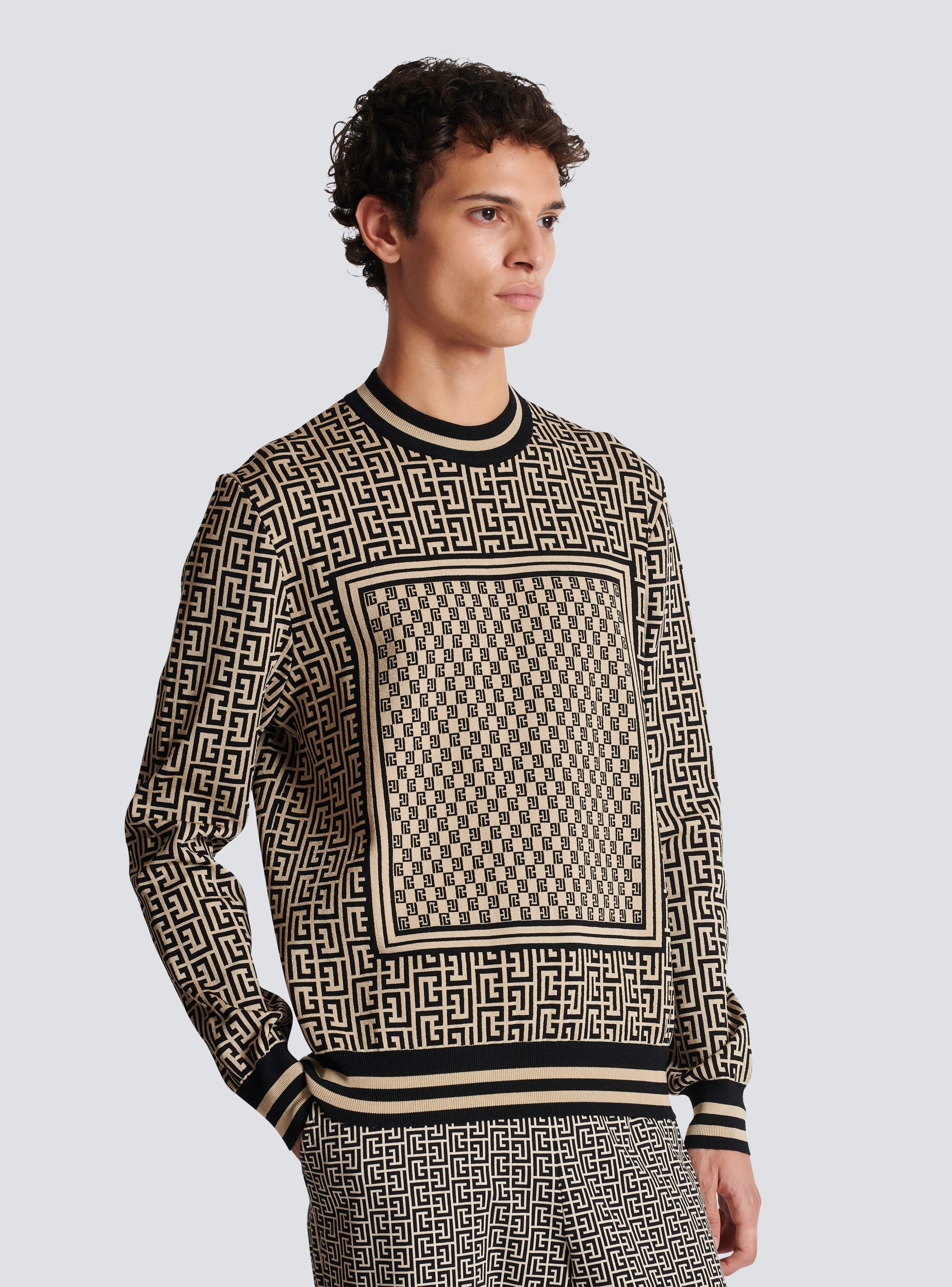 Balmain Brown Mini Monogram Sweatshirt