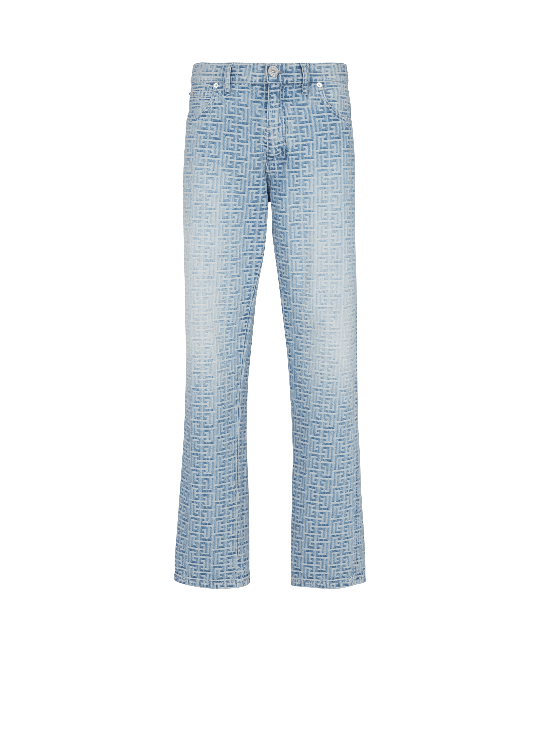 Monogrammed jacquard denim jeans blue - Men