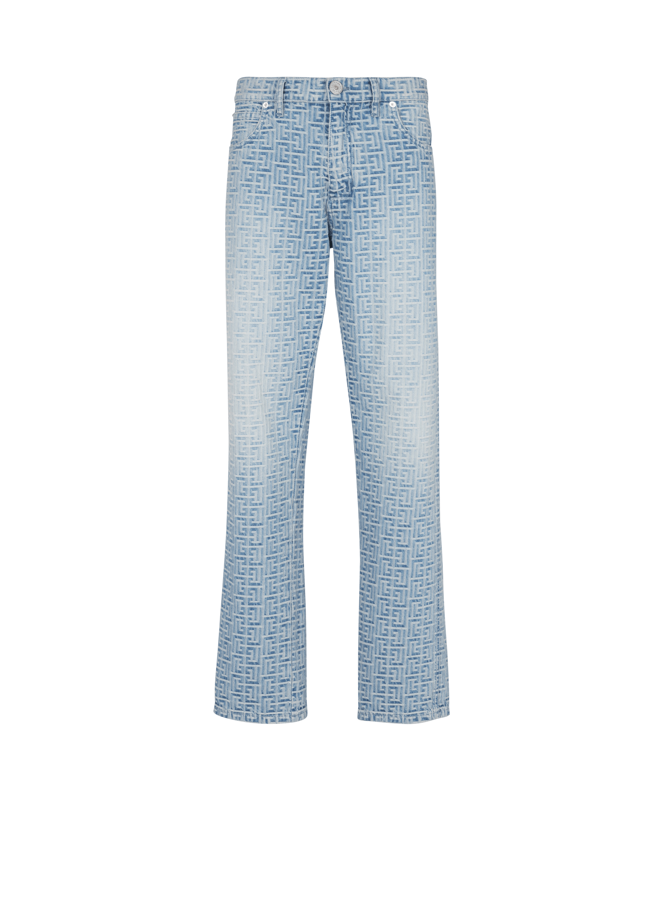 Monogrammed jacquard denim jeans