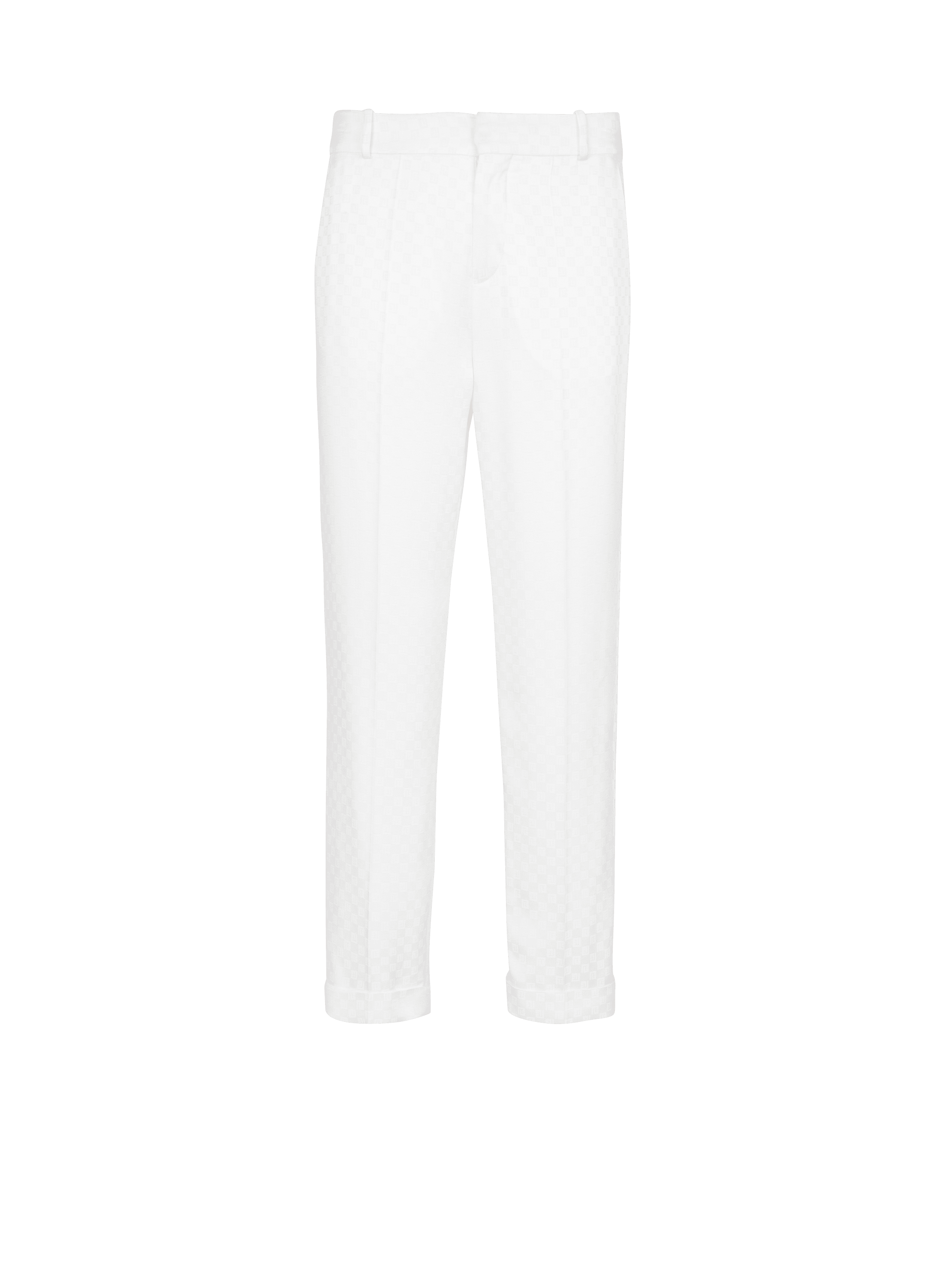 Pantalones de satén con monograma, blanco, hi-res