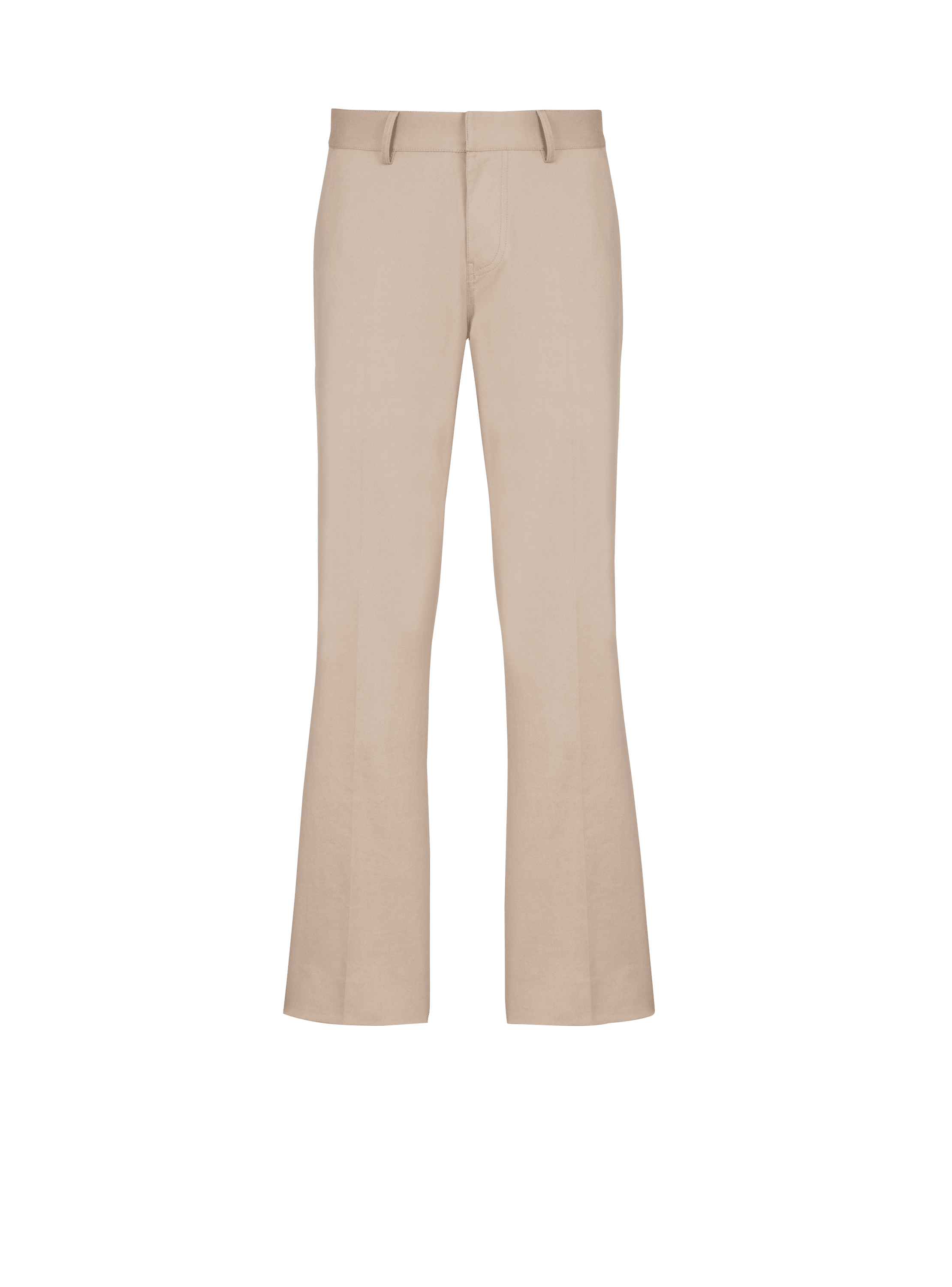 斜纹棉布喇叭裤, beige, hi-res