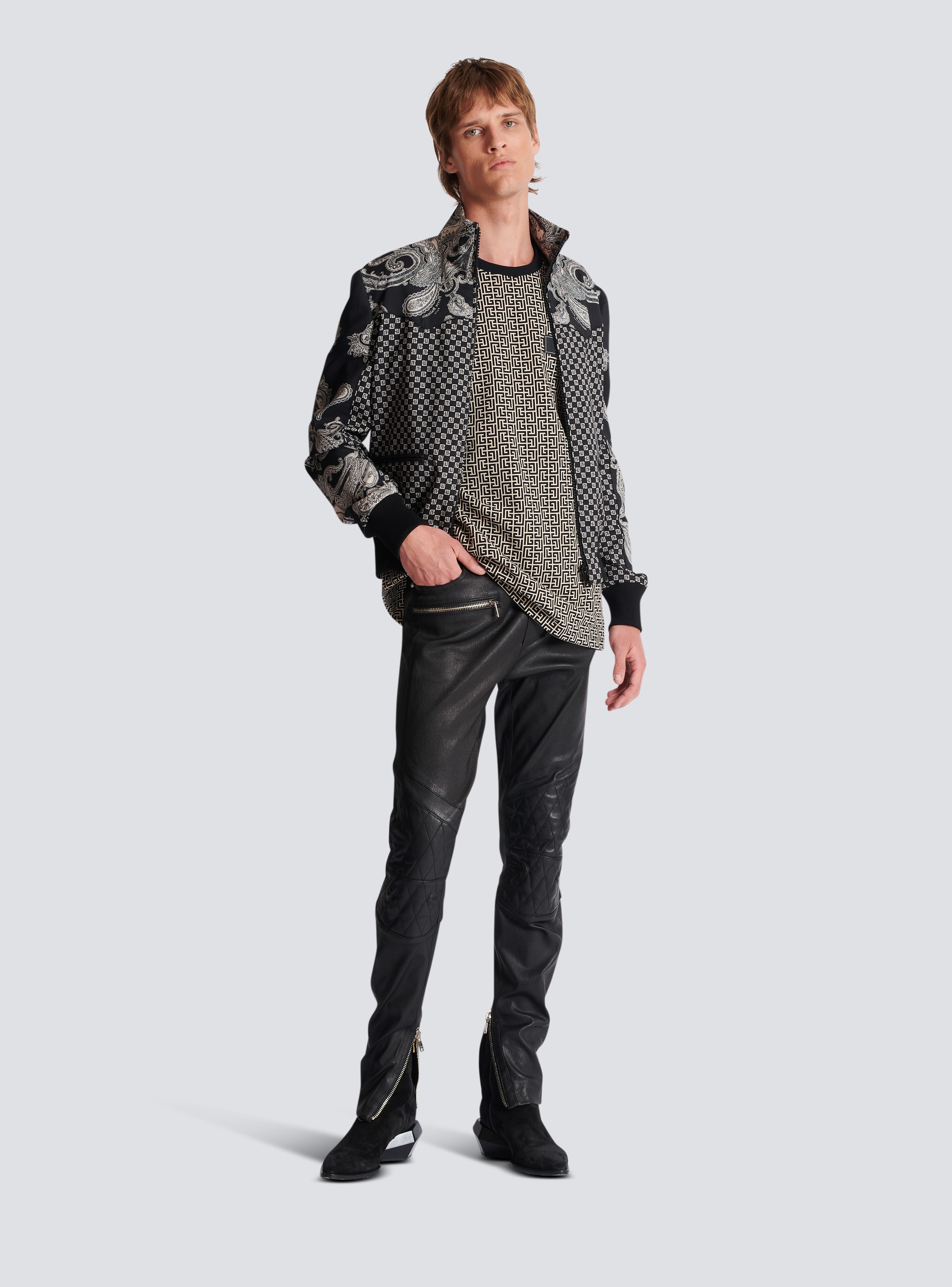 Stretch leather trousers - Men