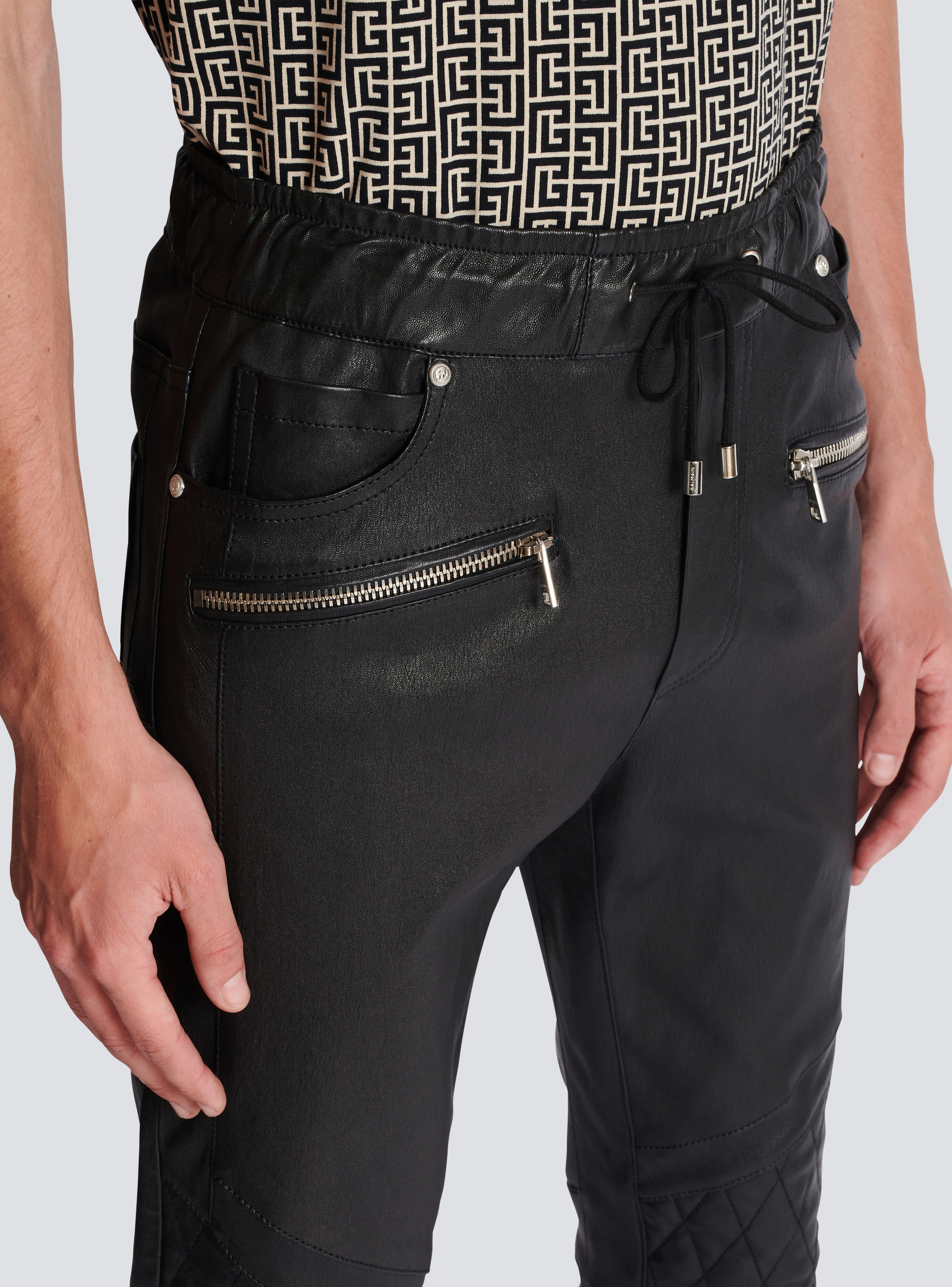 Leather trousers Balmain Black size 36 FR in Leather - 40904436