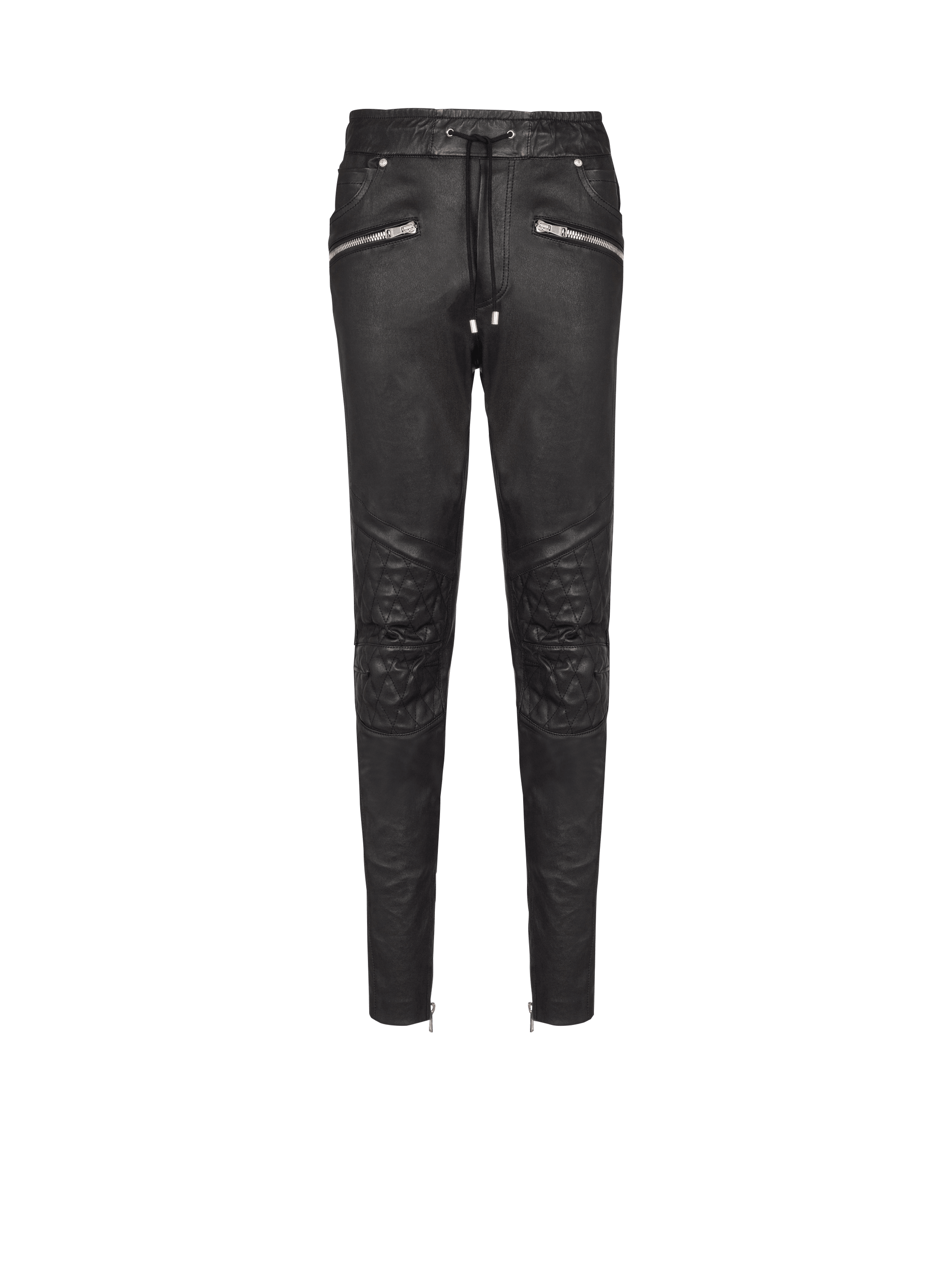 Balmain: Black Belted Leather Trousers