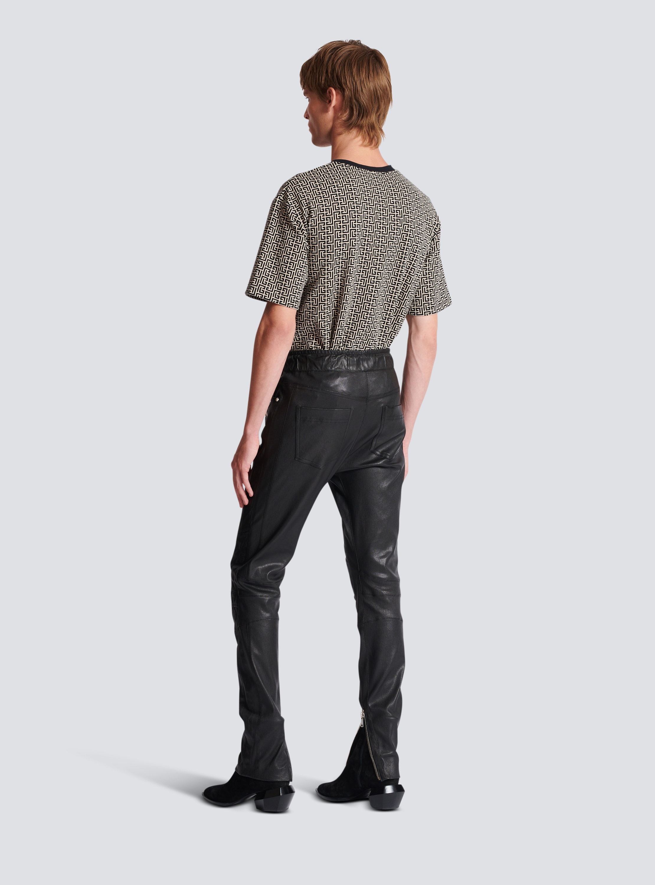 Stretch leather trousers black - Men