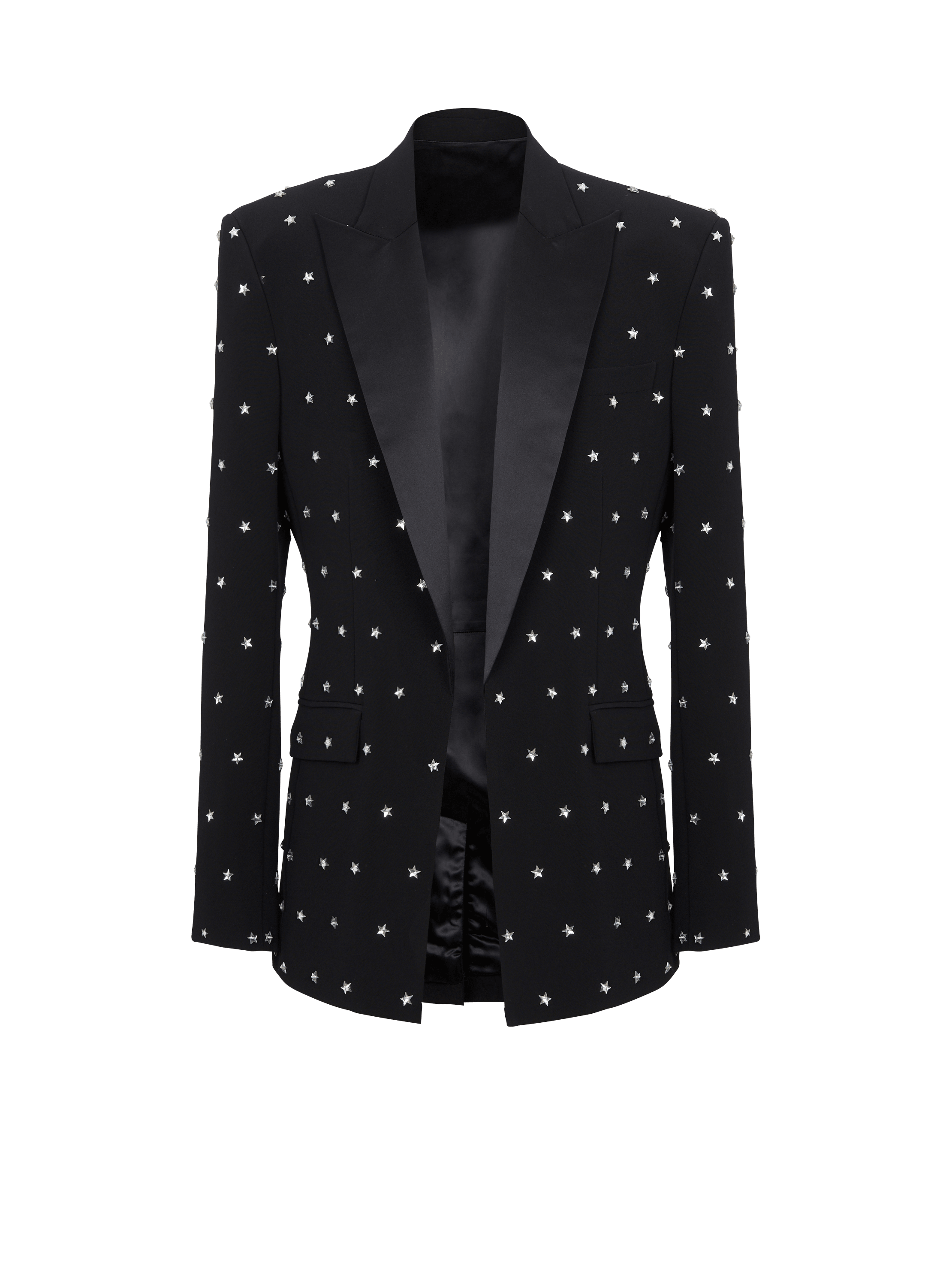 Stars embroidered jacket, black, hi-res