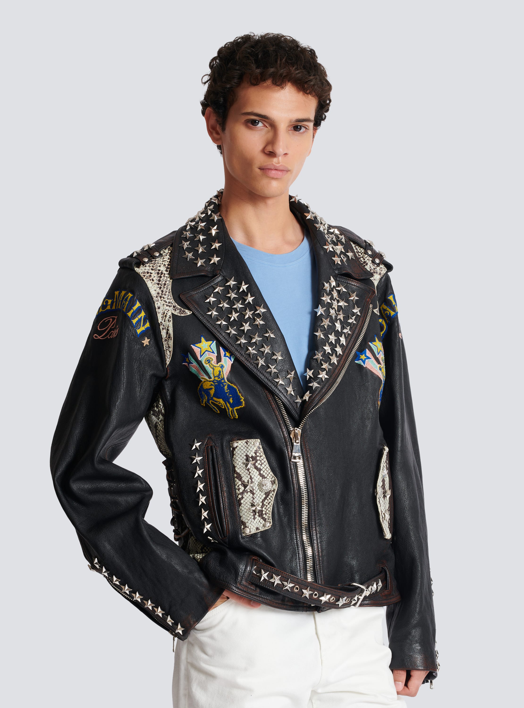 Balmain veste best sale cuir homme