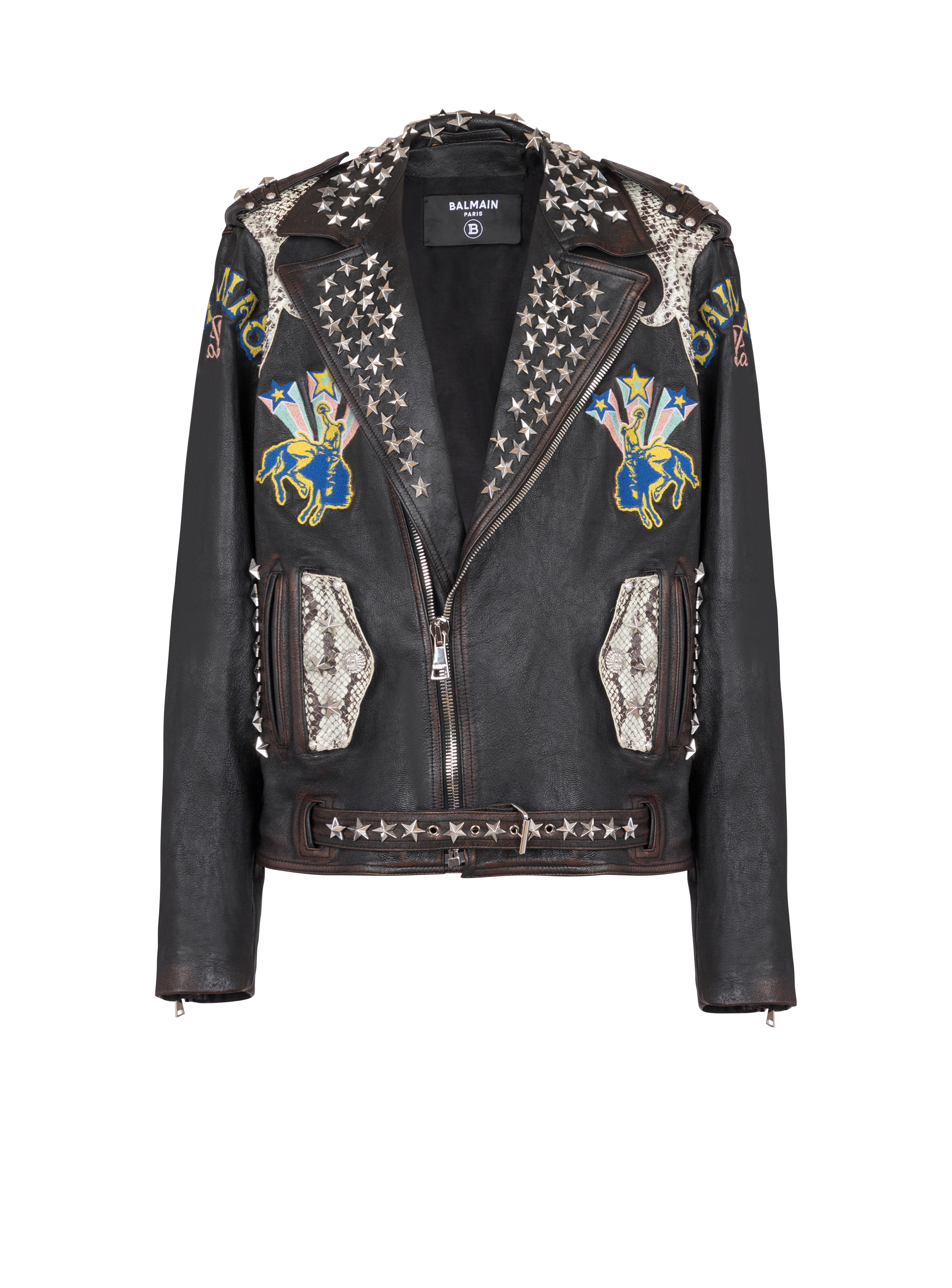 Veste biker Balmain Western en cuir