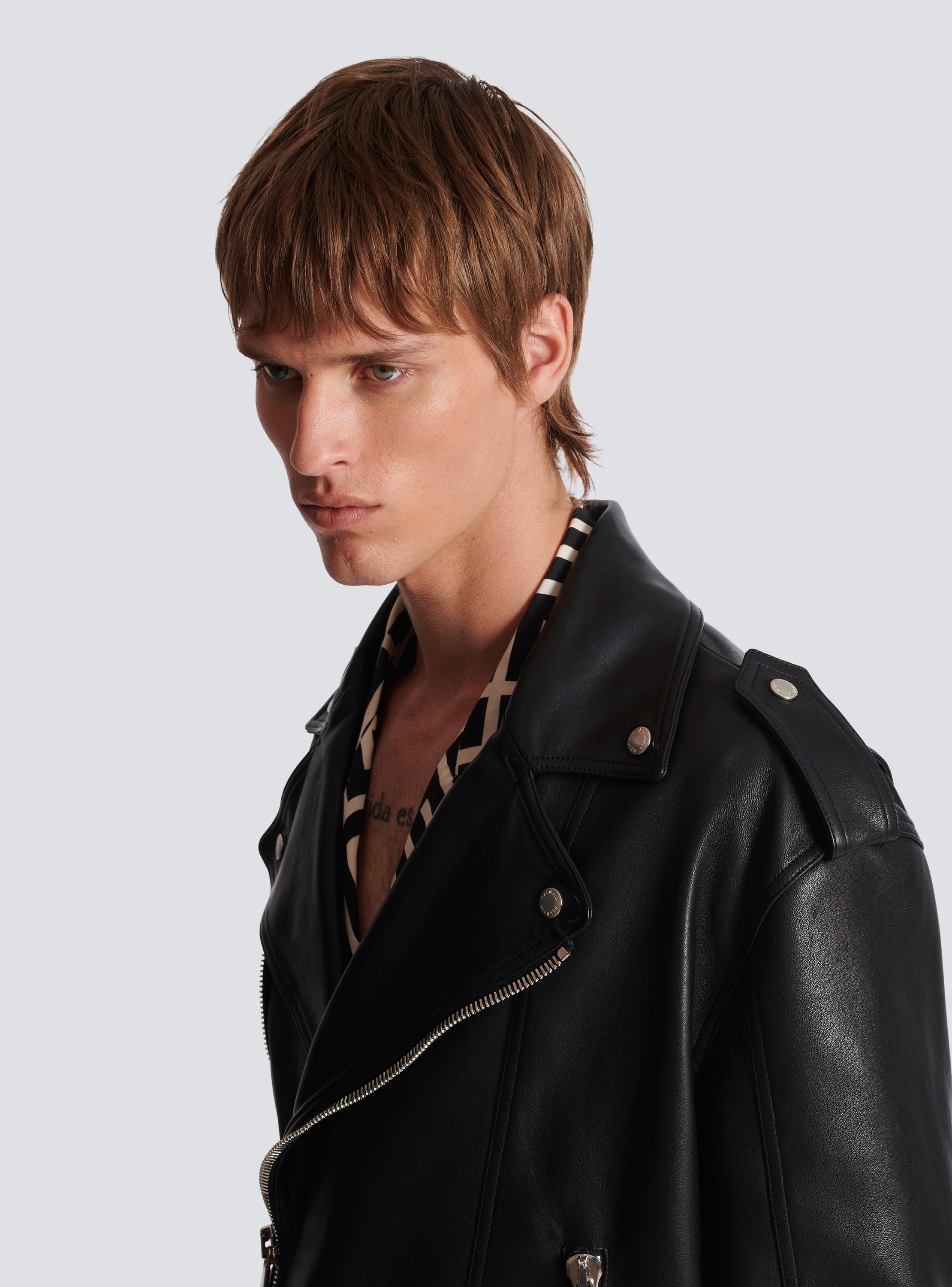 Leather bomber jacket