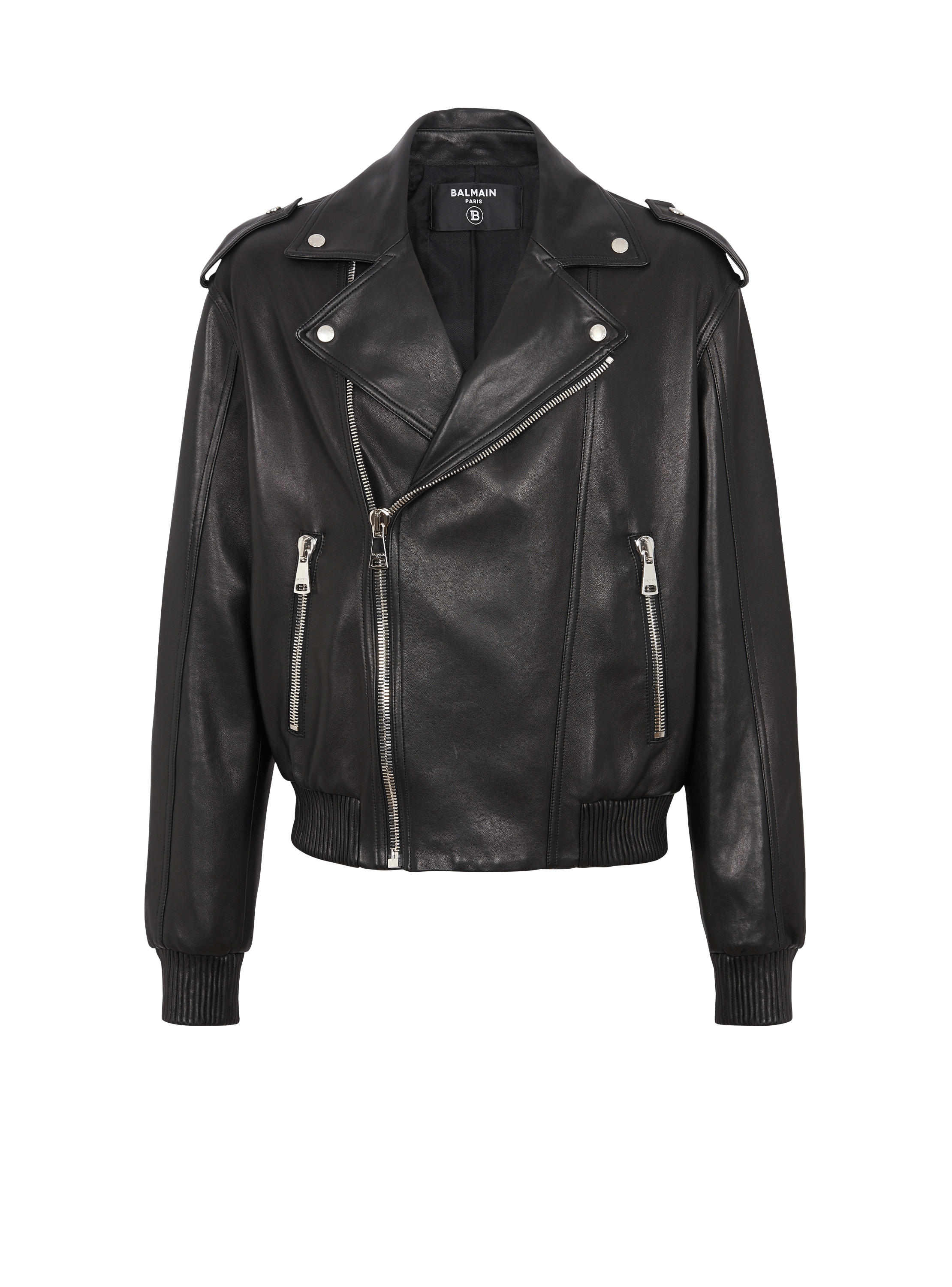 Leather bomber jacket black - Men | BALMAIN