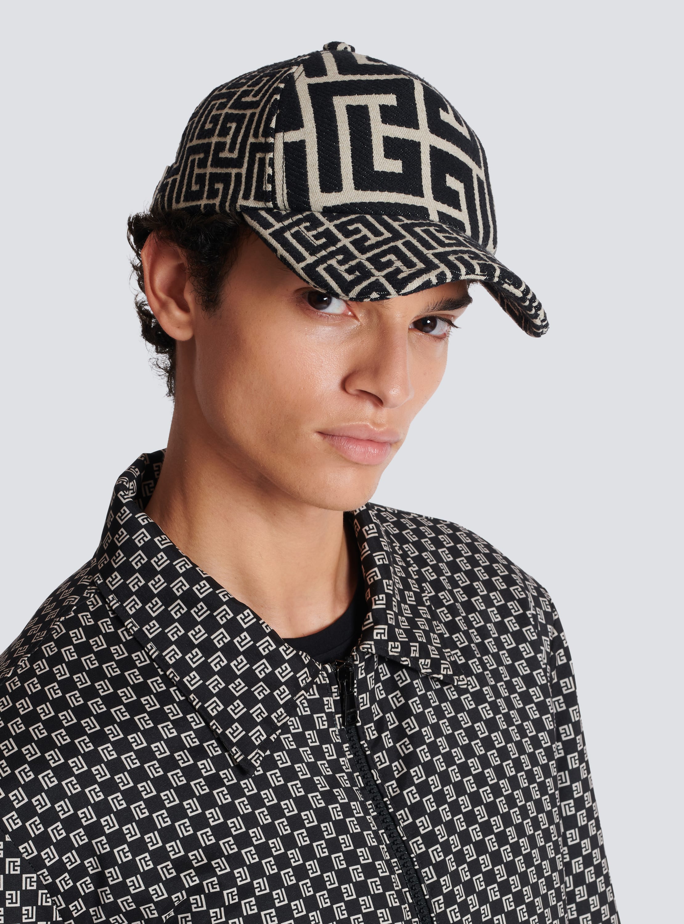 Monogrammed jacquard cap black Men BALMAIN