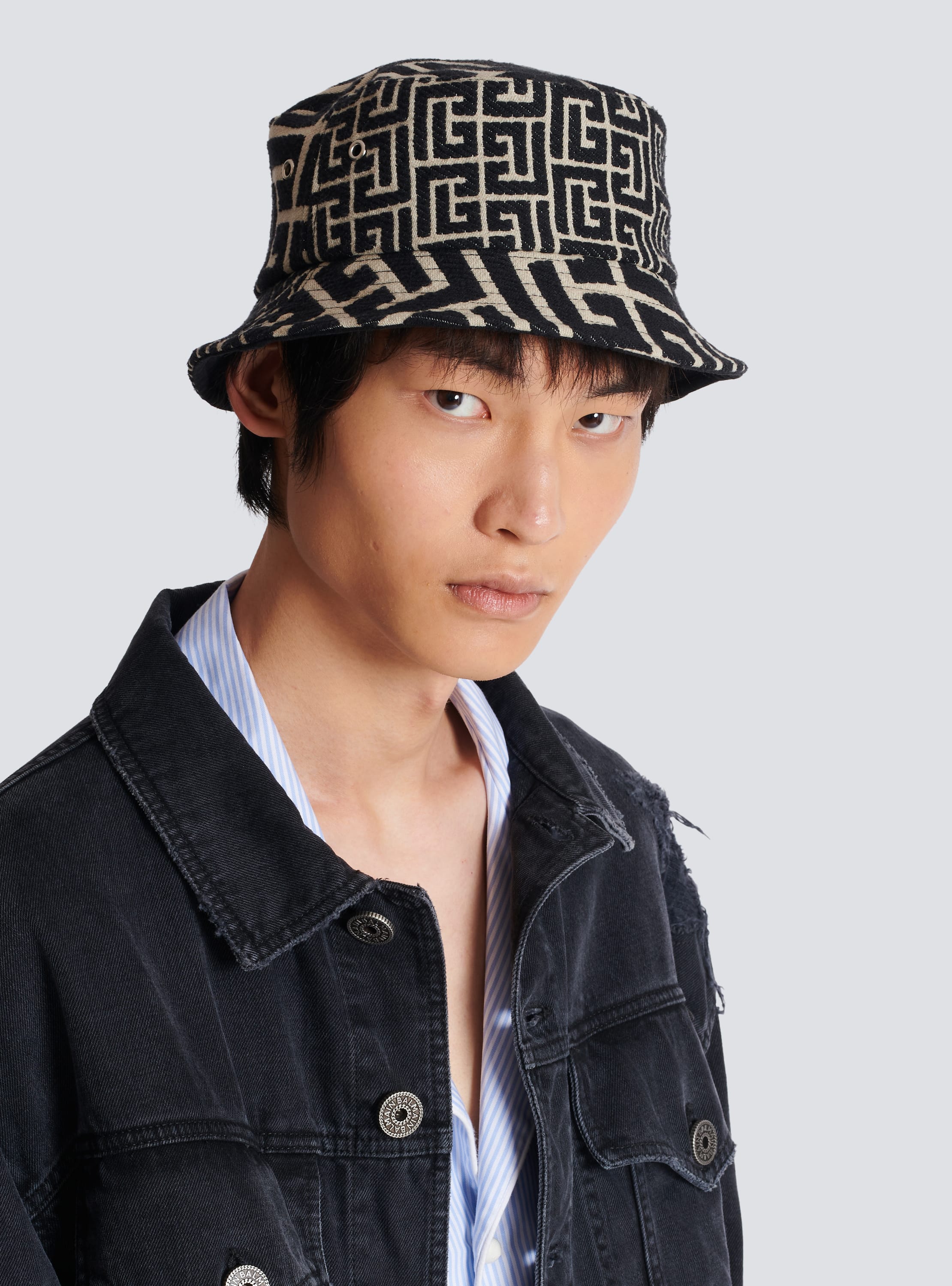 Logo printed cotton canvas bucket hat