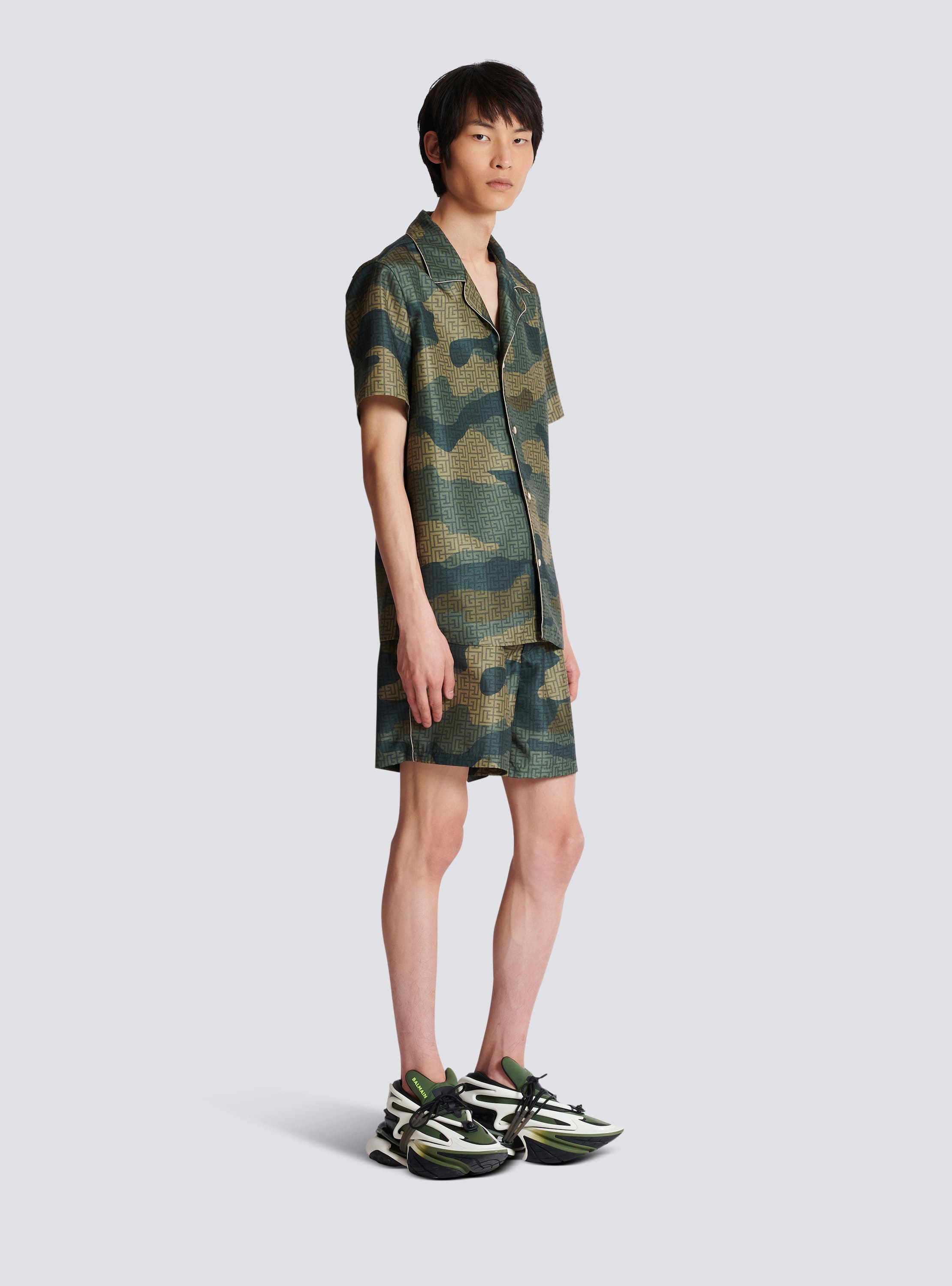 Camouflage monogrammed Shantung shirt