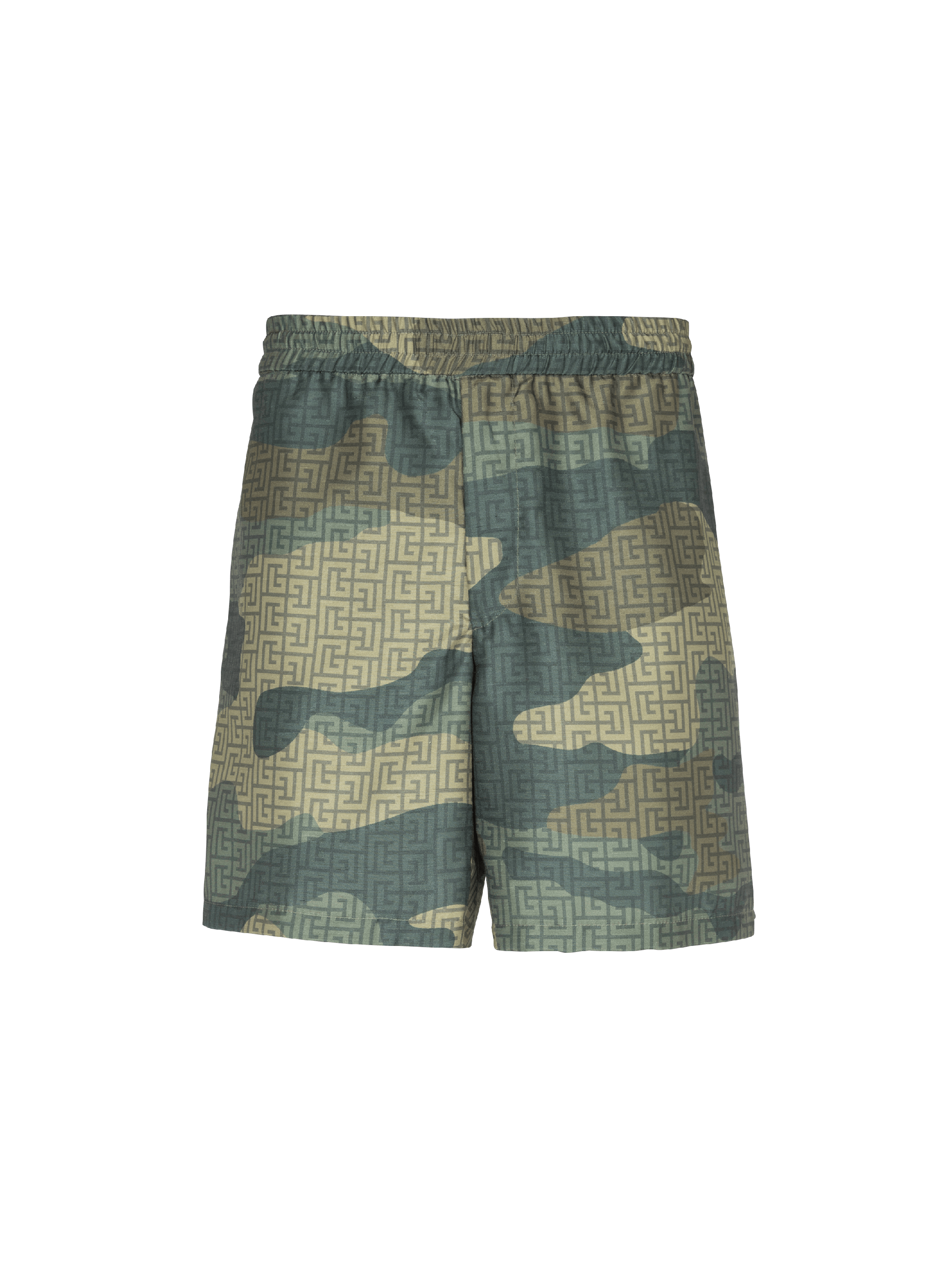 Shorts in shantung con stampa camouflage monogramma 