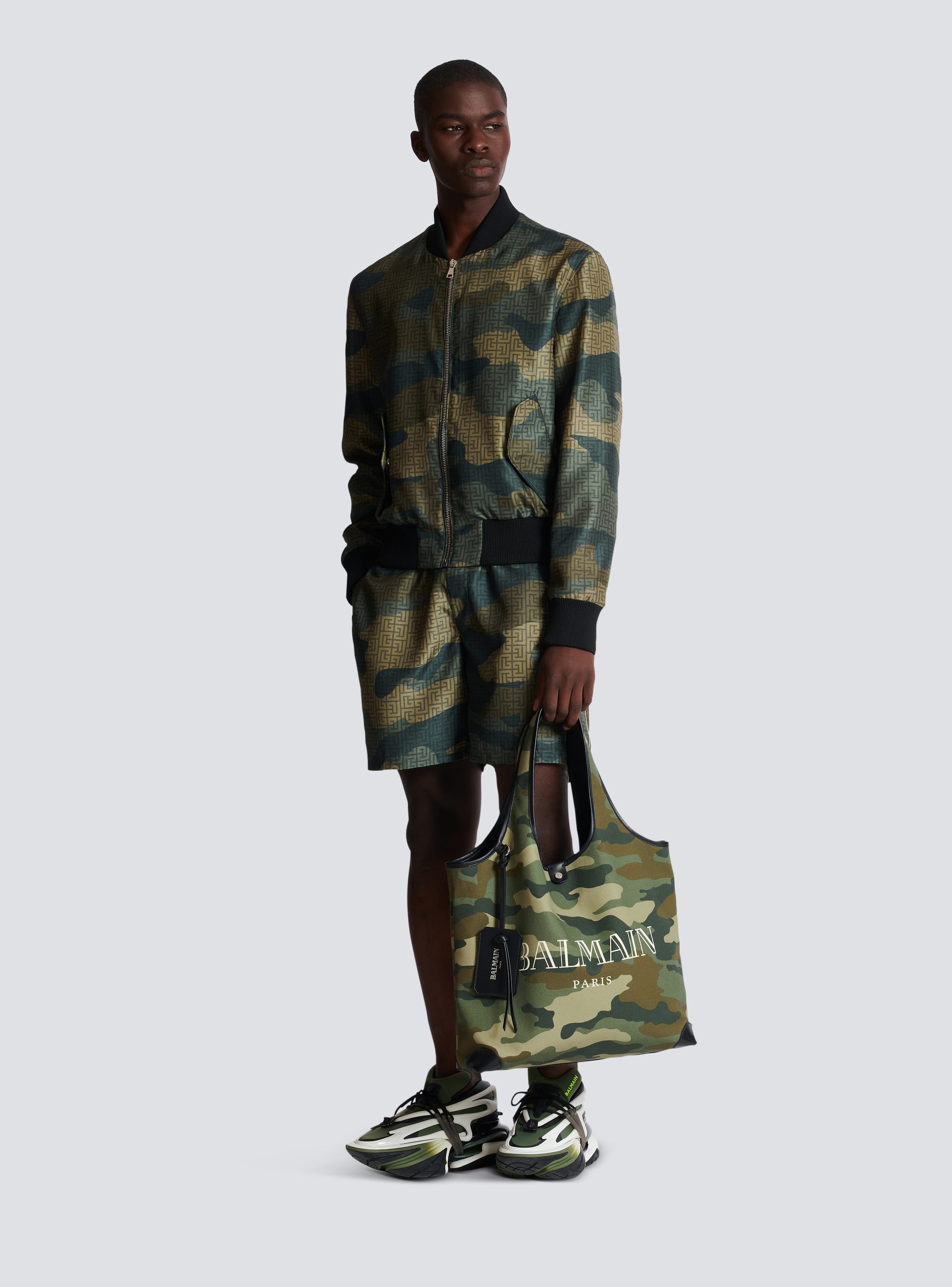 Bomber en Shantung imprimé Camouflage monogramme