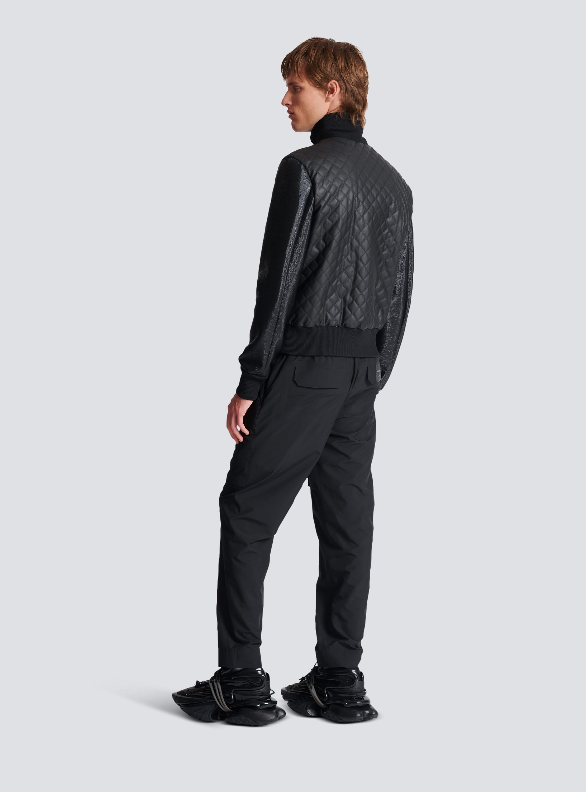 Balmain Main Lab logo-patch coat - Black