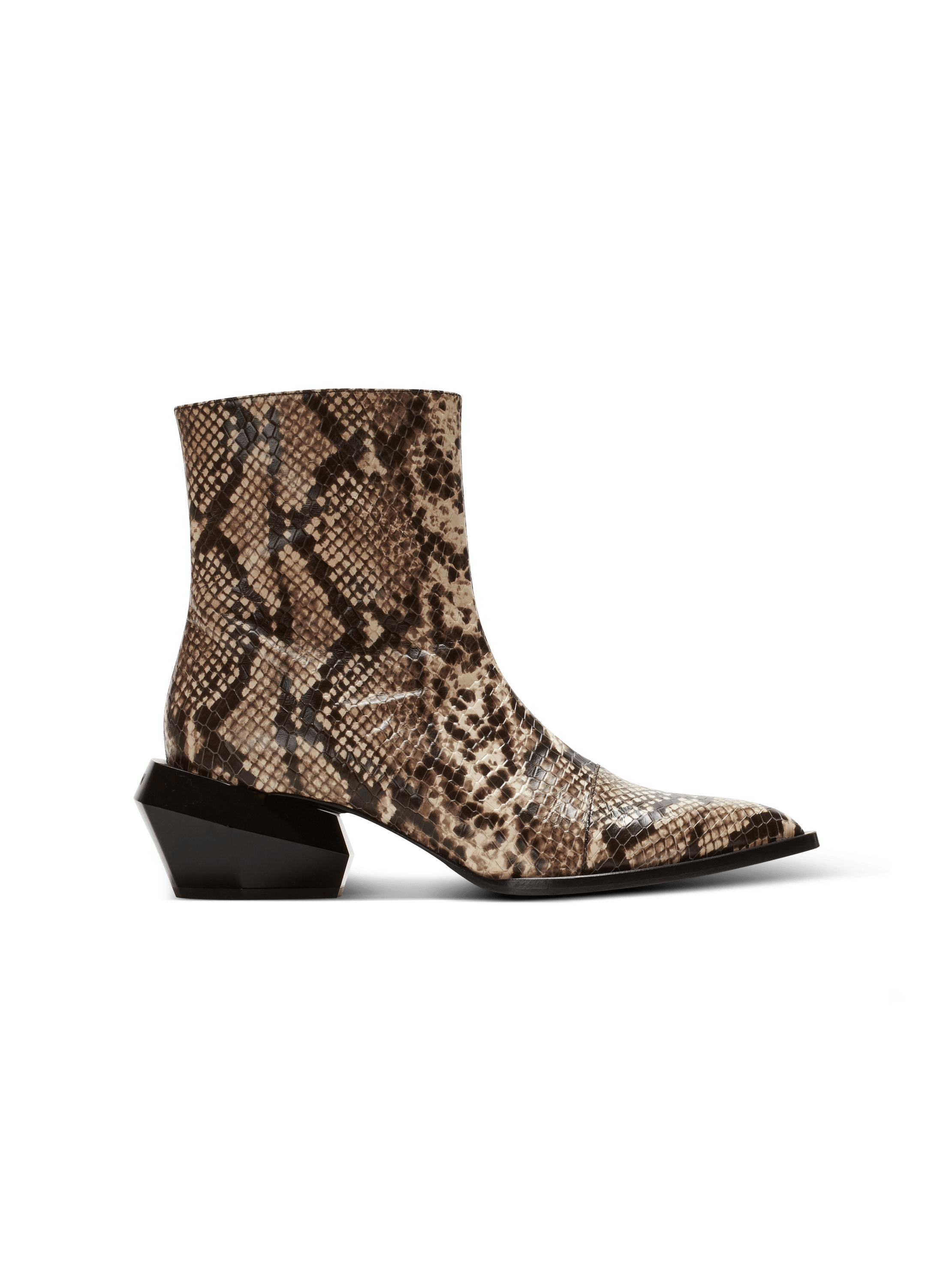 Snakeskin leather top ankle boots