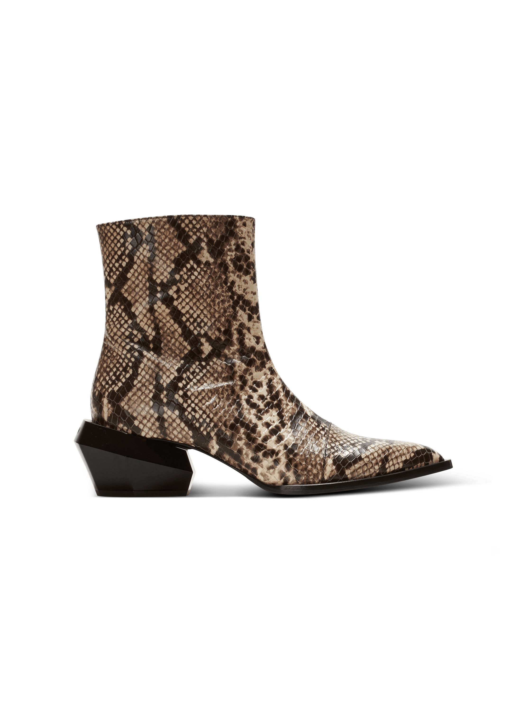 Billy snakeskin-effect leather ankle boots, brown, hi-res