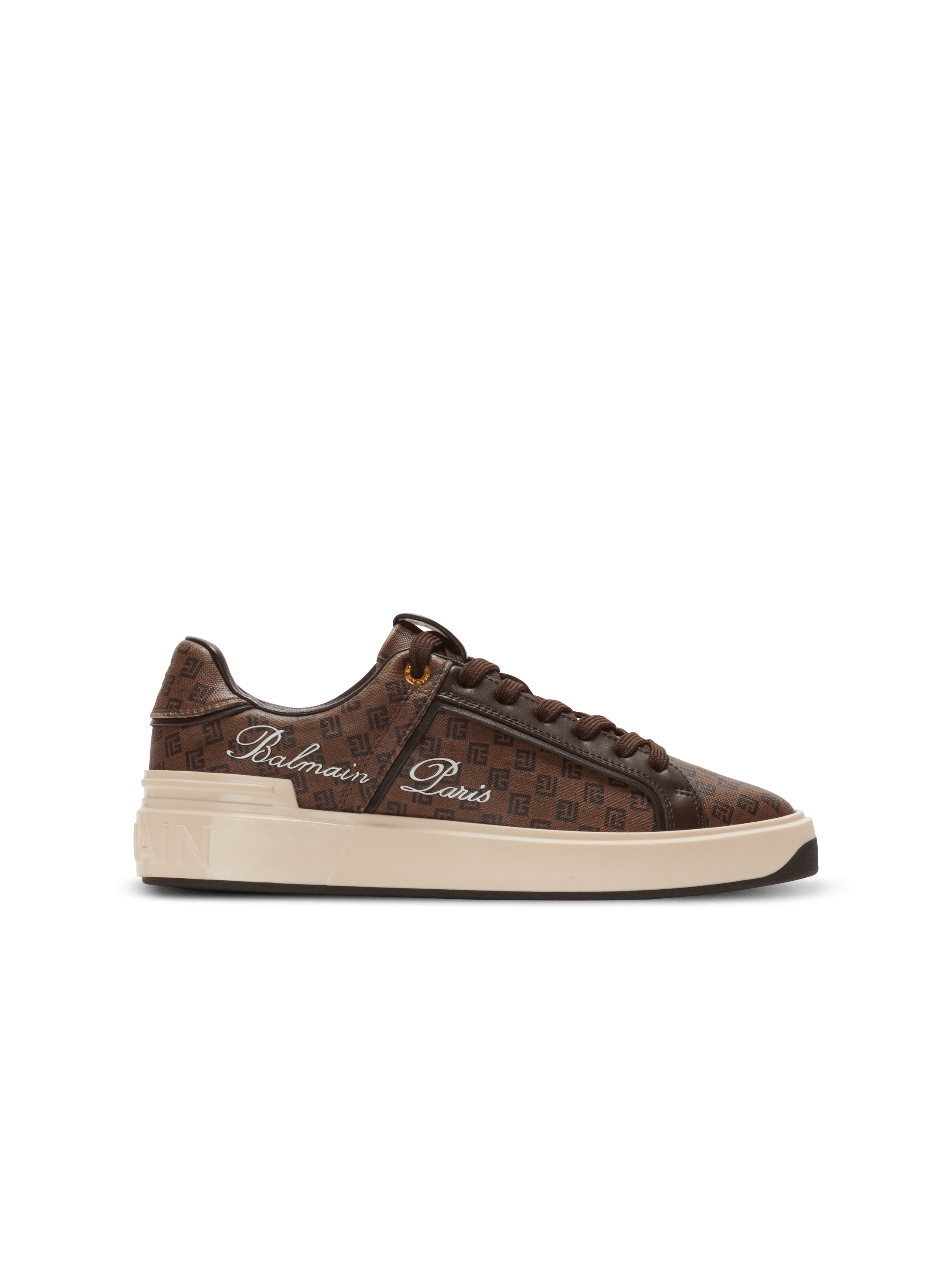 B court mini monogramme base revetue et signature marron Homme BALMAIN