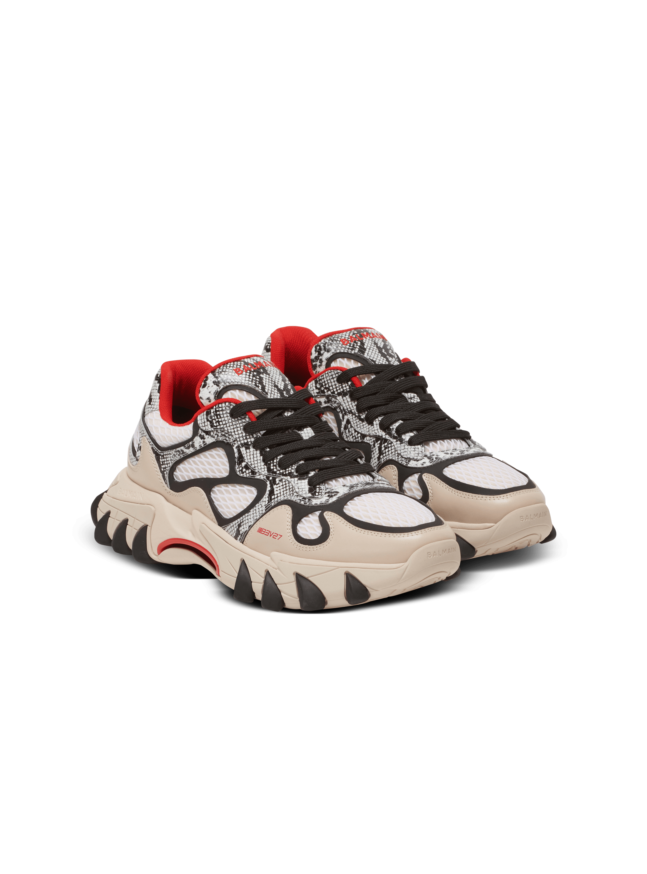 Sneakers B-East aus Mesh und Leder mit Python-Effekt