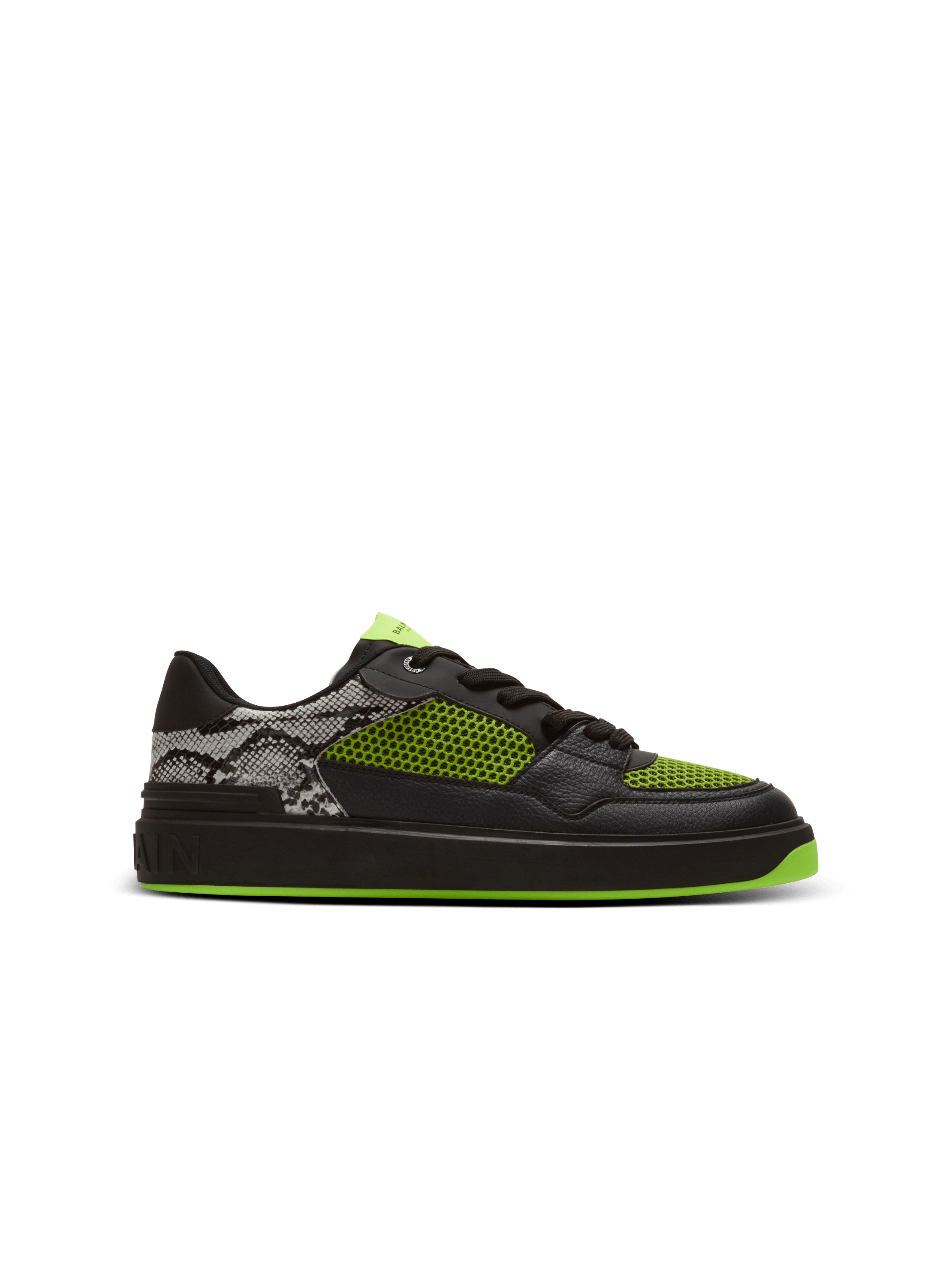 Baskets B Court Flip en cuir effet python et mesh noir Homme