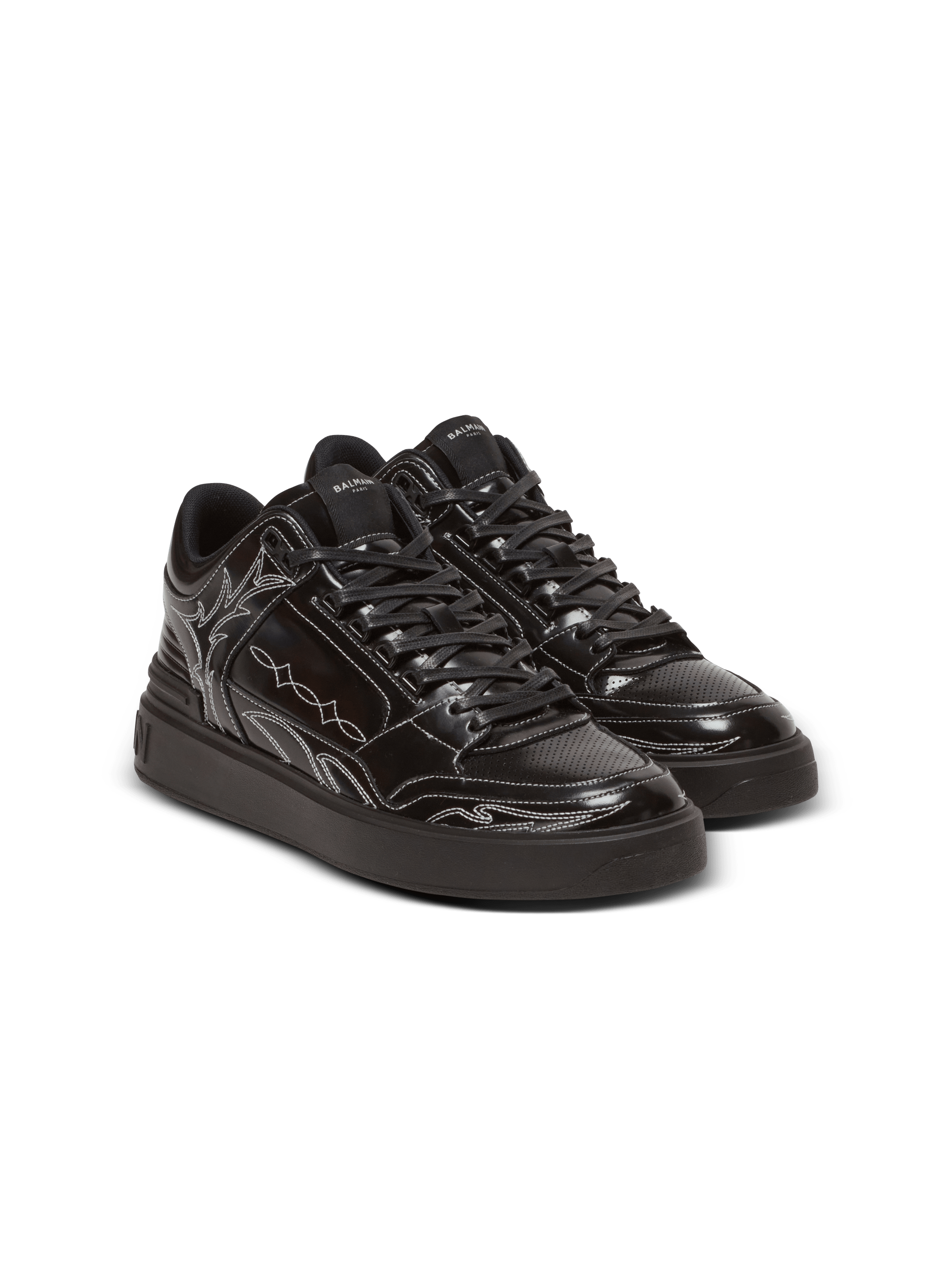 B-Court Mid Top Western glazed leather sneakers