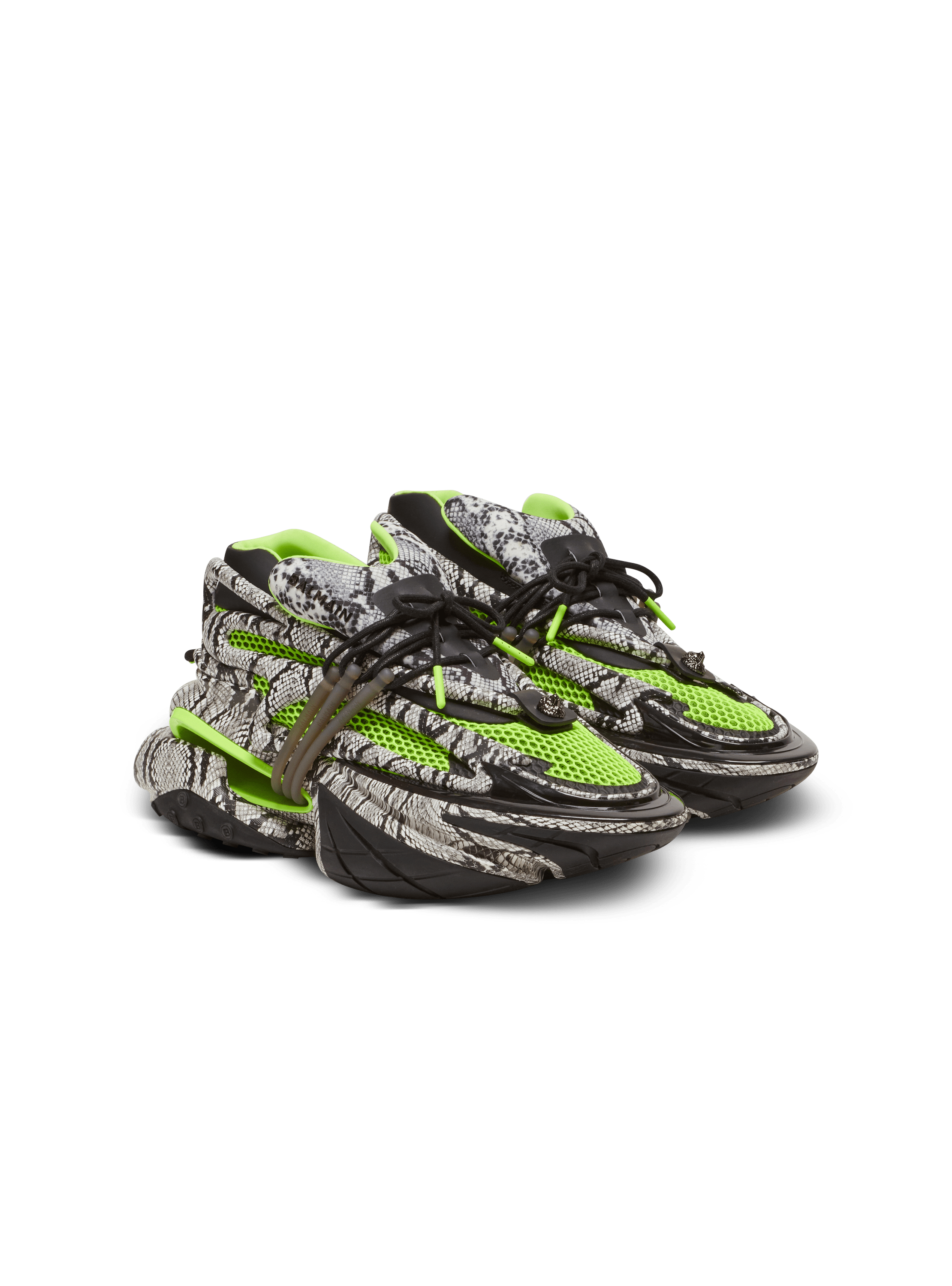 Sneakers Unicorn aus Mesh und Leder mit Python-Effekt