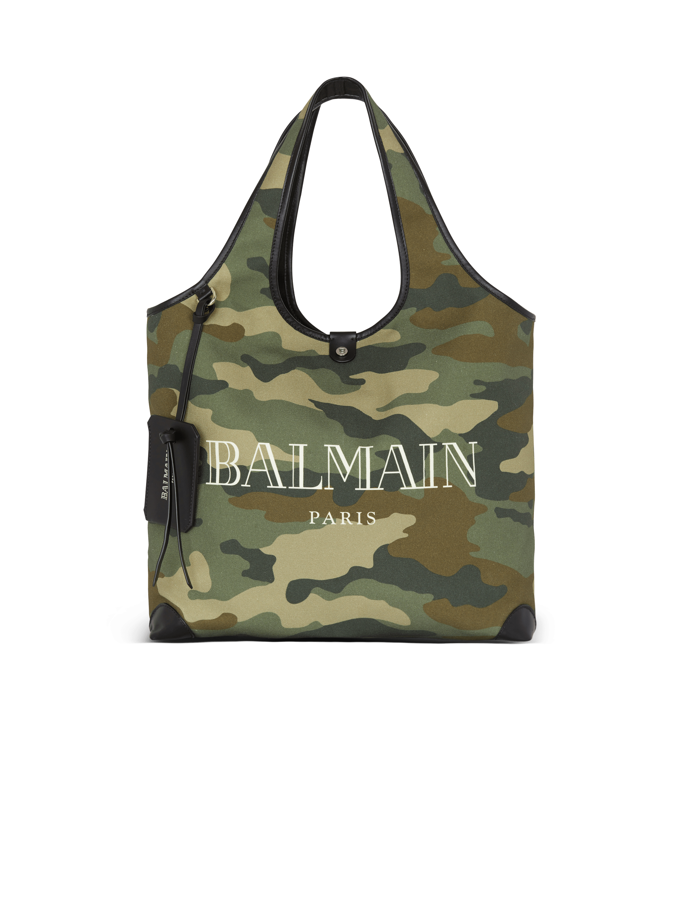 Camouflage canvas B-Army Grocery Bag with Vintage Balmain logo