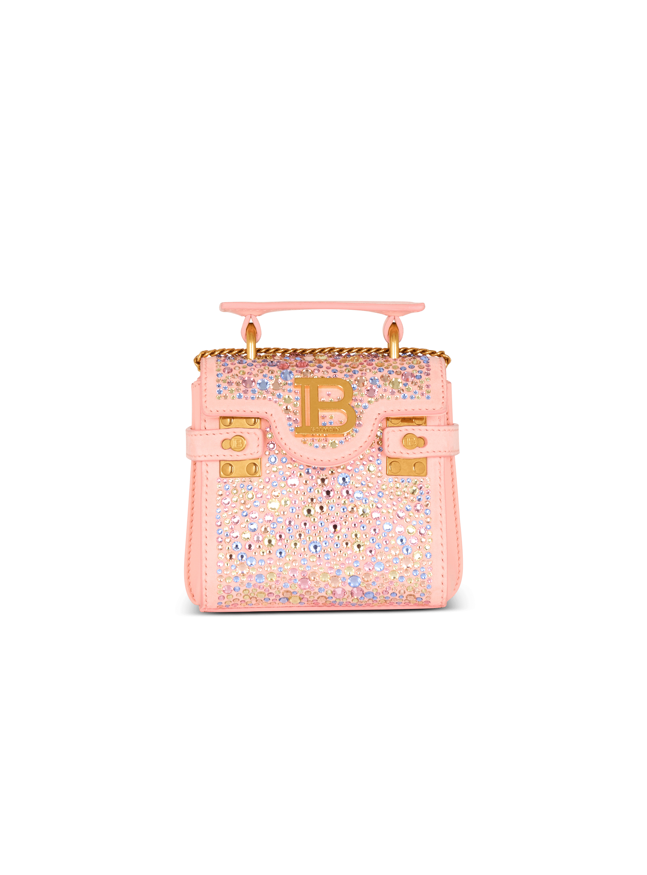 B-Buzz Mini 12 bag in suede and rhinestones