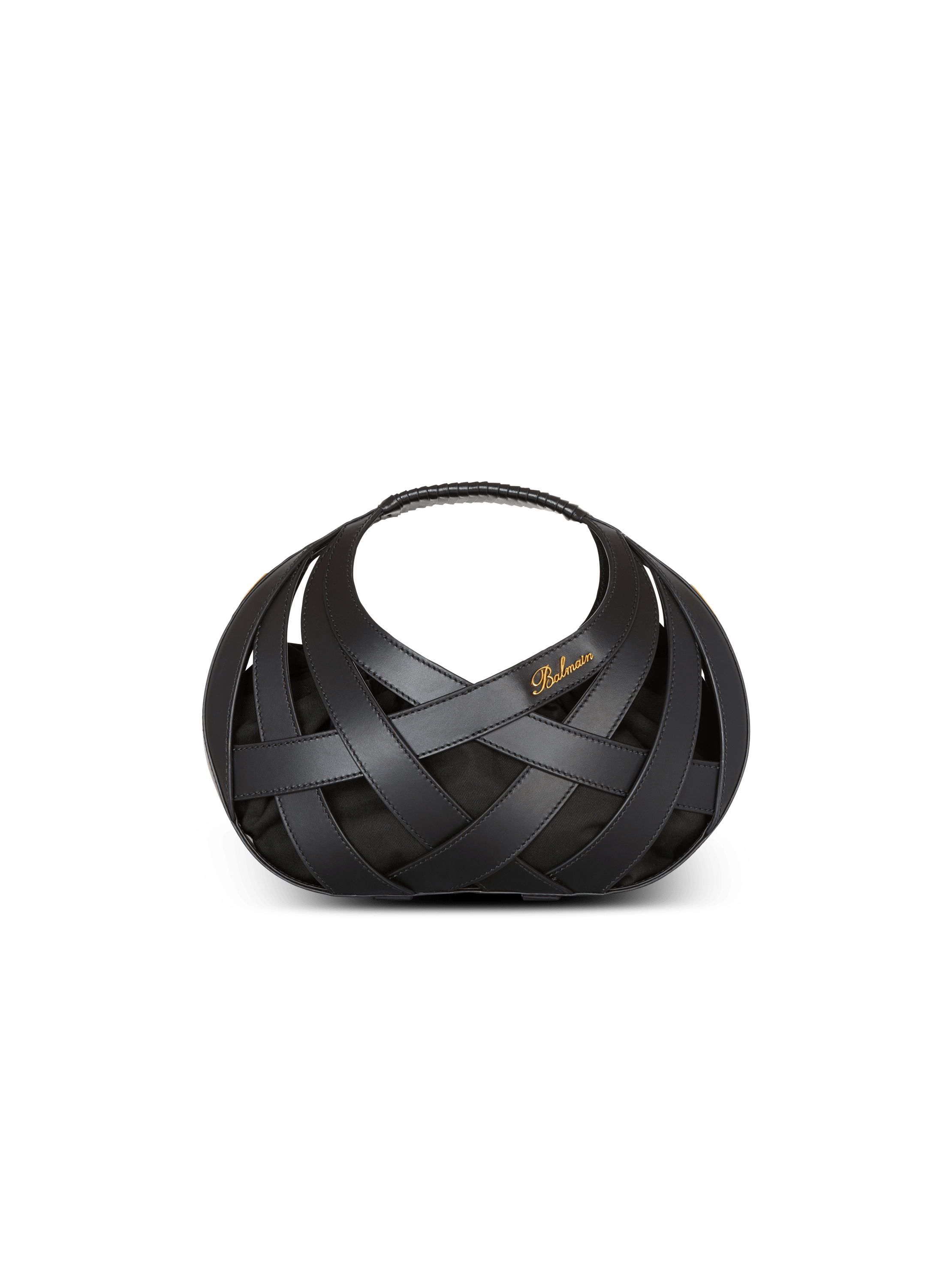 Sac Basket en cuir de veau ajouré Diamant noir - Femme | BALMAIN