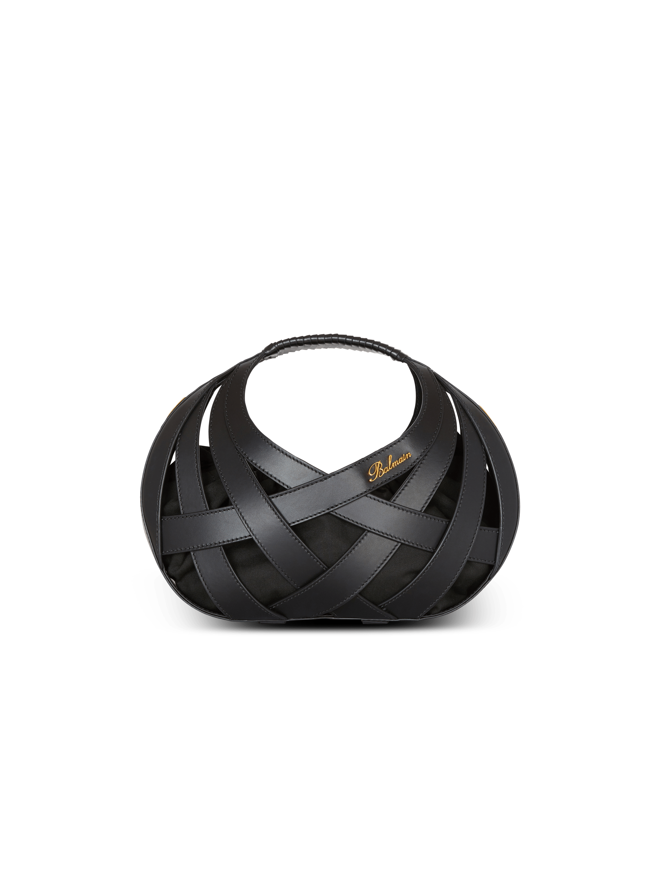 Calfskin Basket bag with an openwork grid motif