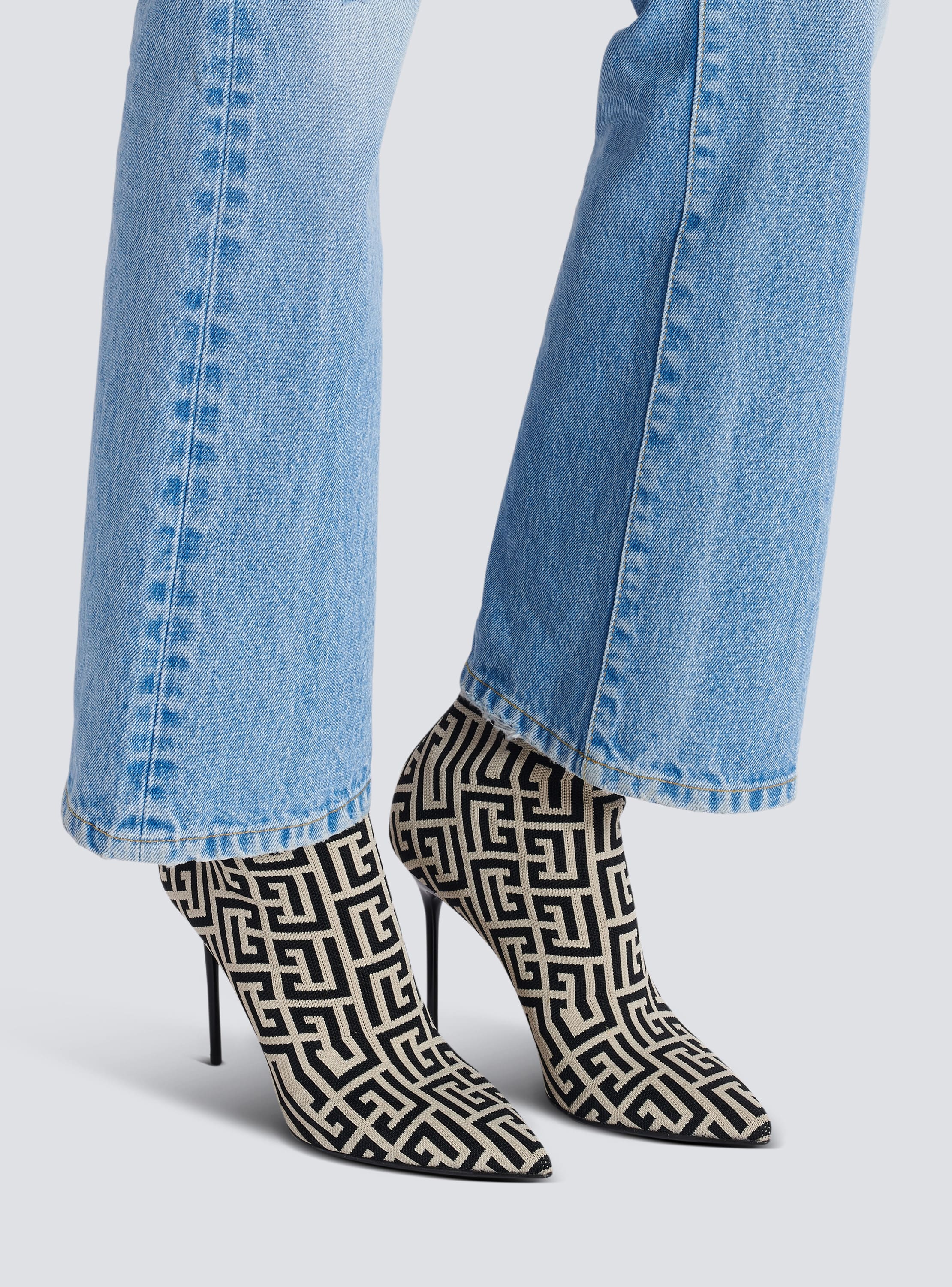 Stretch knit Skye ankle boots with monogram