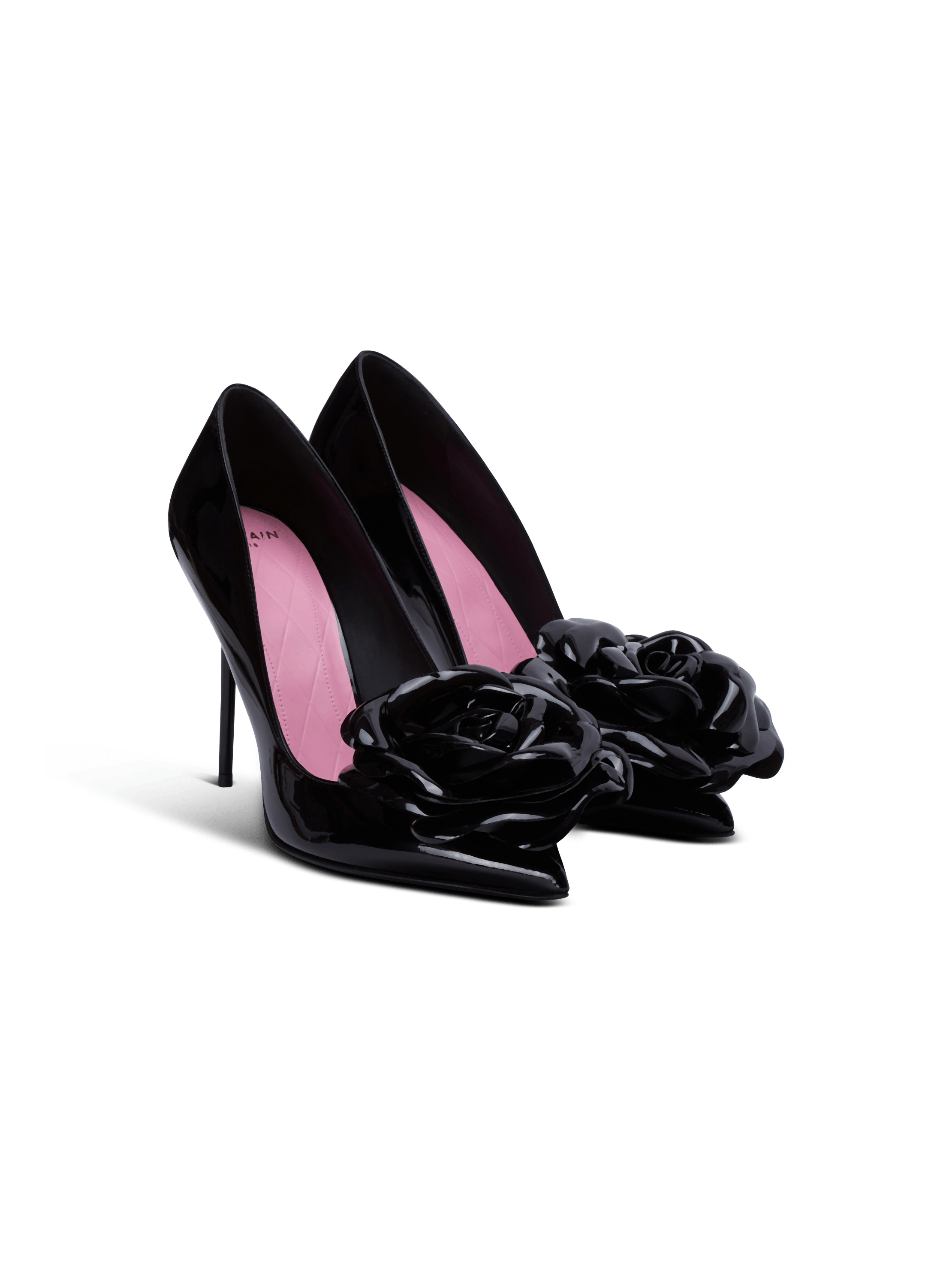 Patent leather Ruby pumps with flower detail