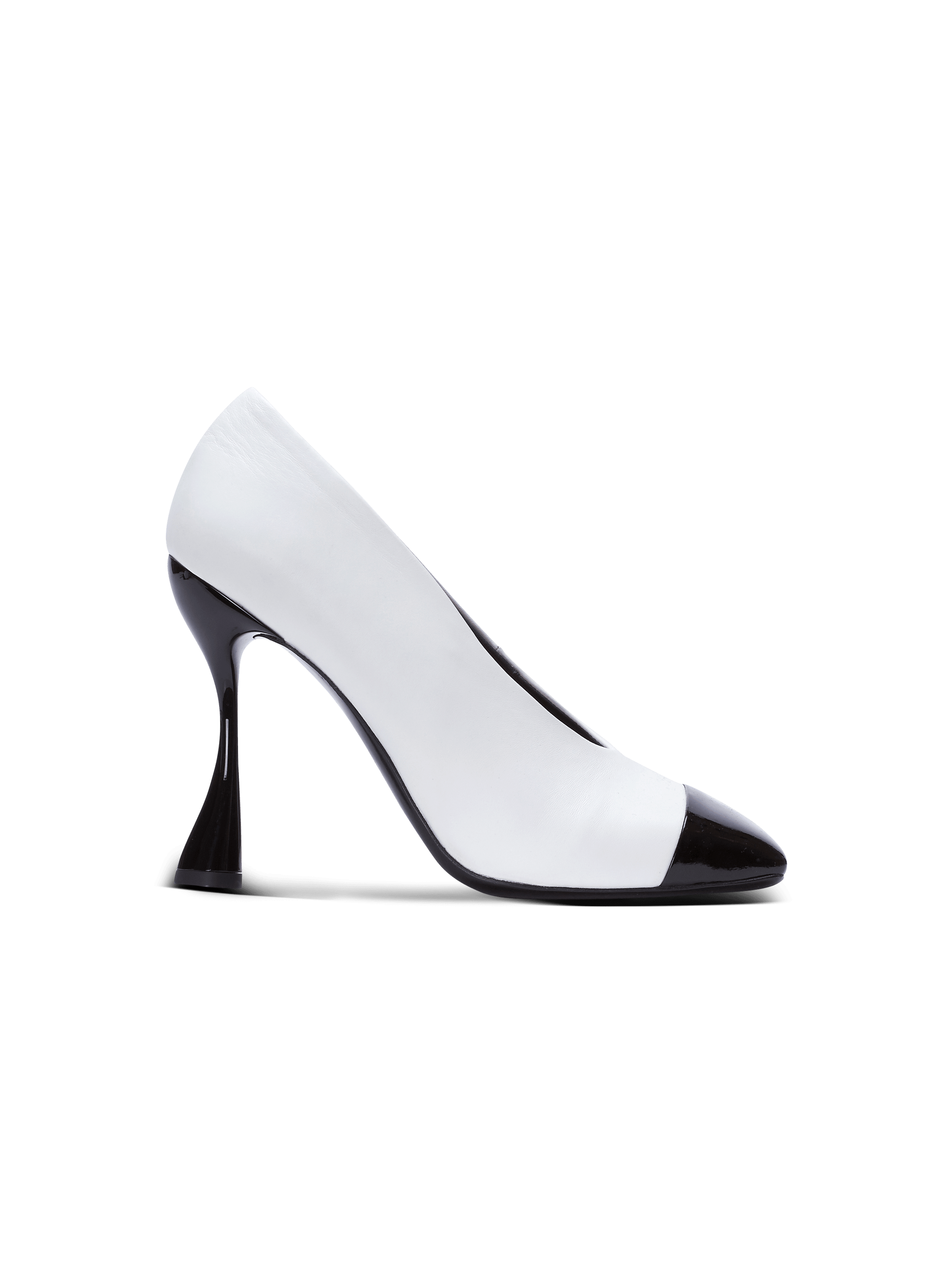 Eden two-tone pumps in lambskin and patent leather, white, hi-res