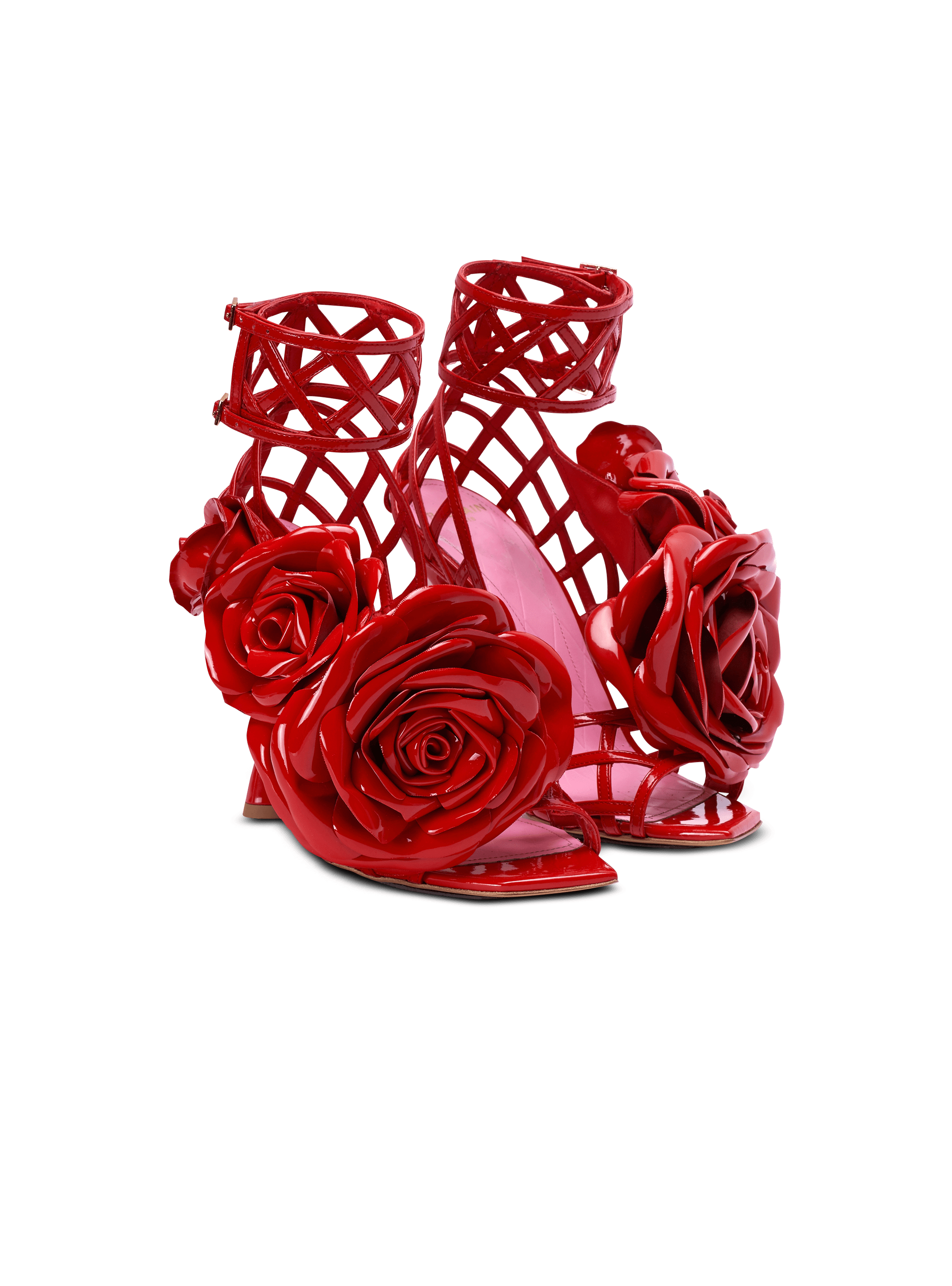 Patent leather Eden sandals with flowers
