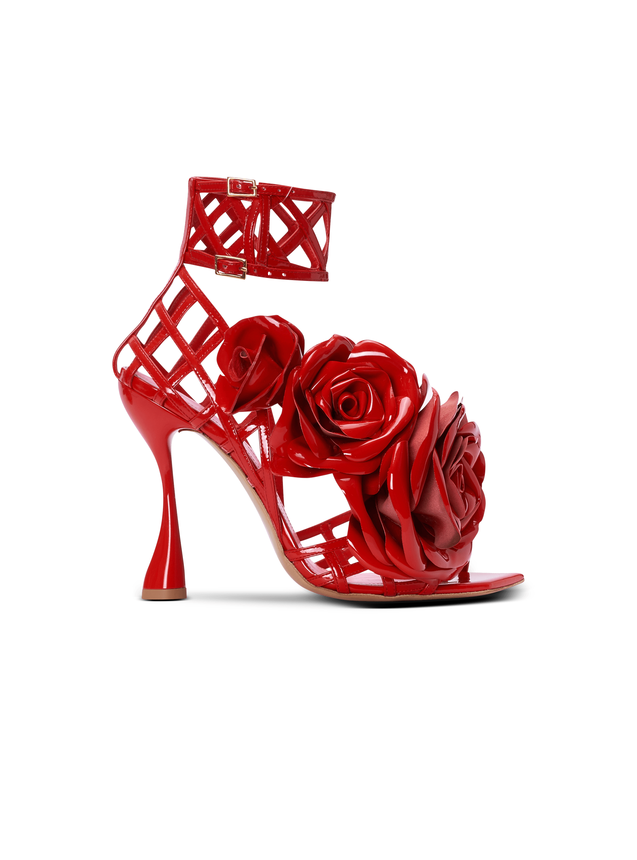 Patent leather Eden sandals with flowers