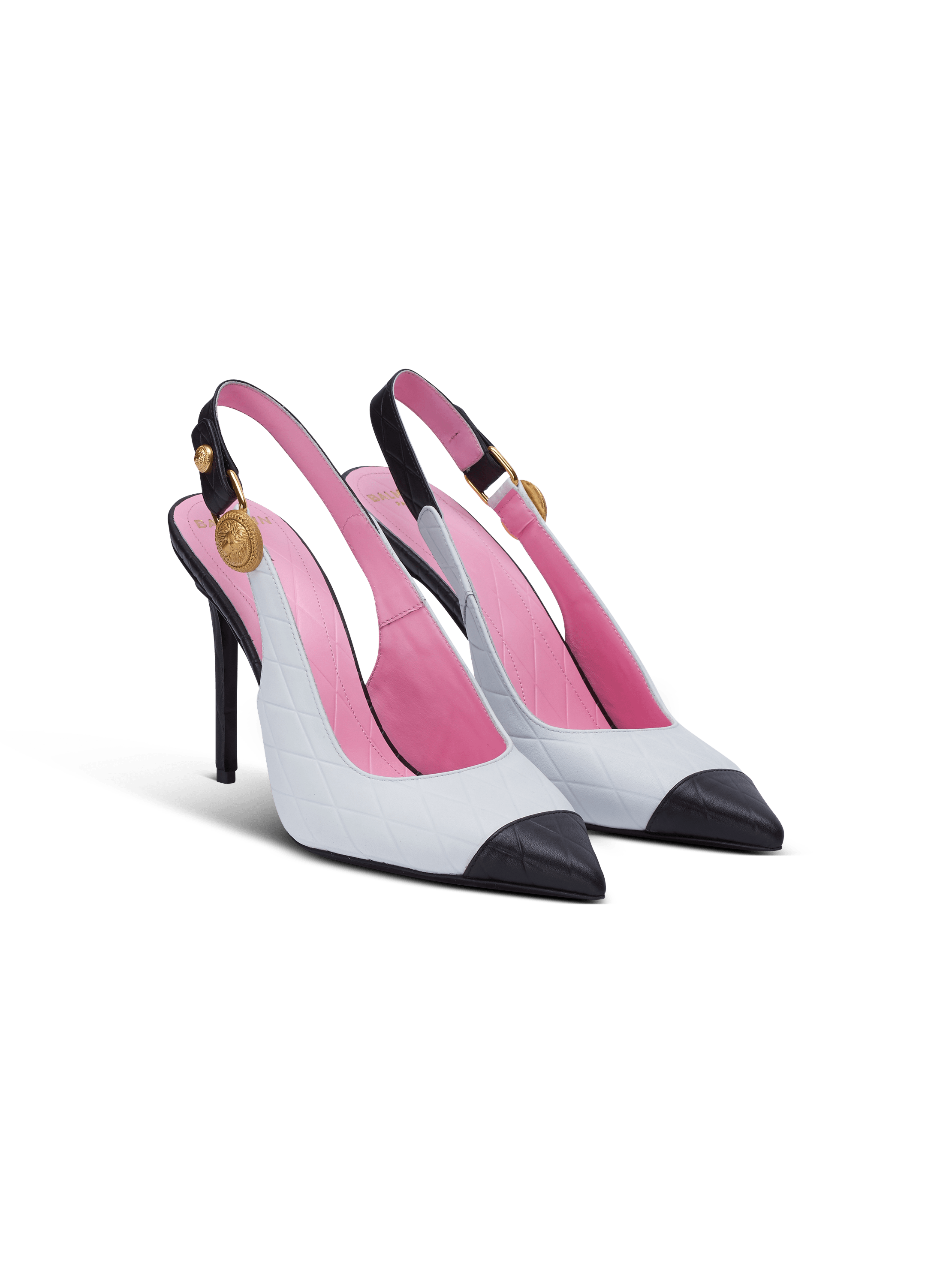 Zapatos de tacón de dos colores Eva de piel de becerro con motivo Grid repujado
