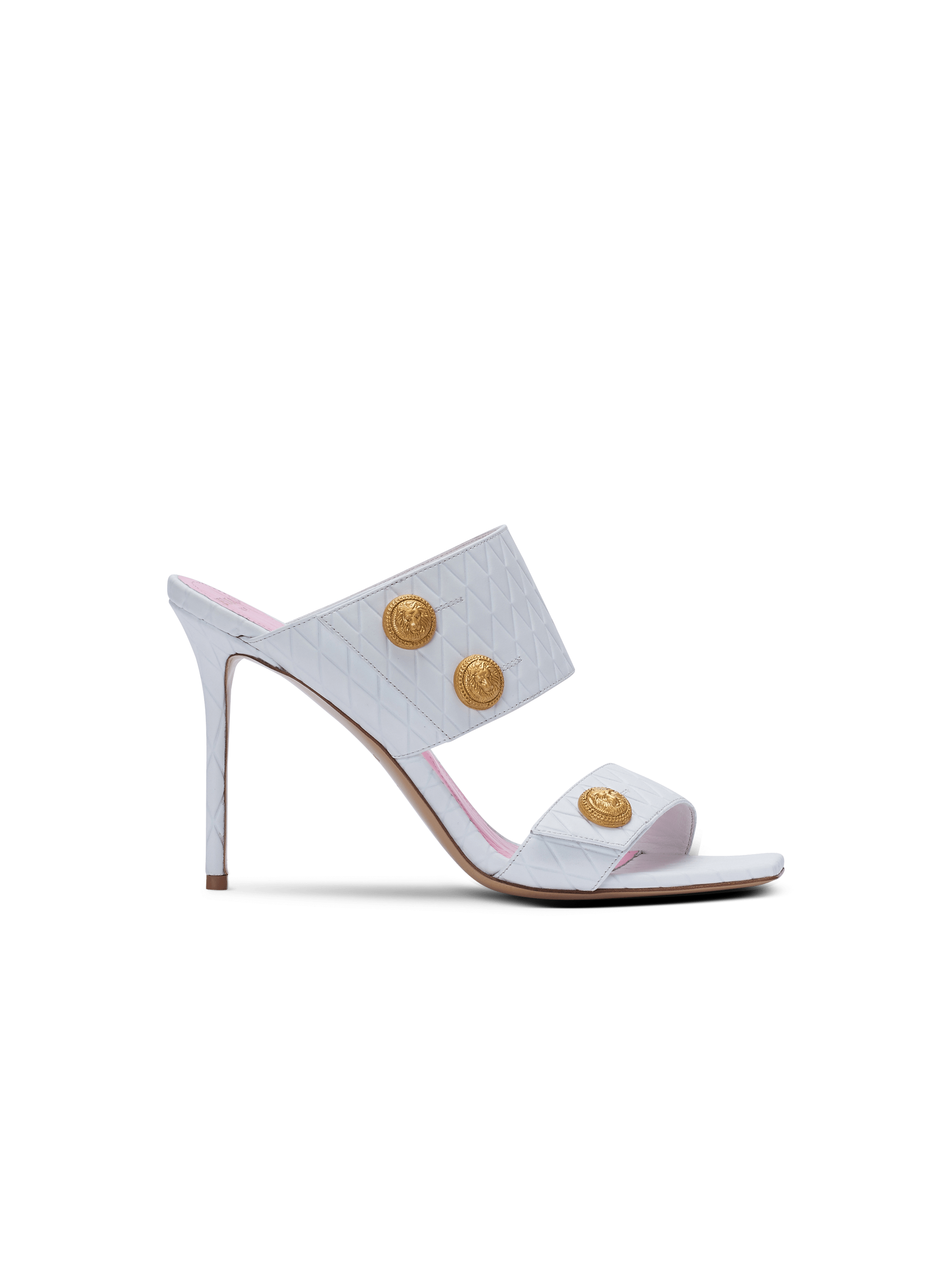 Mules a talons Eva en cuir blanc Femme BALMAIN