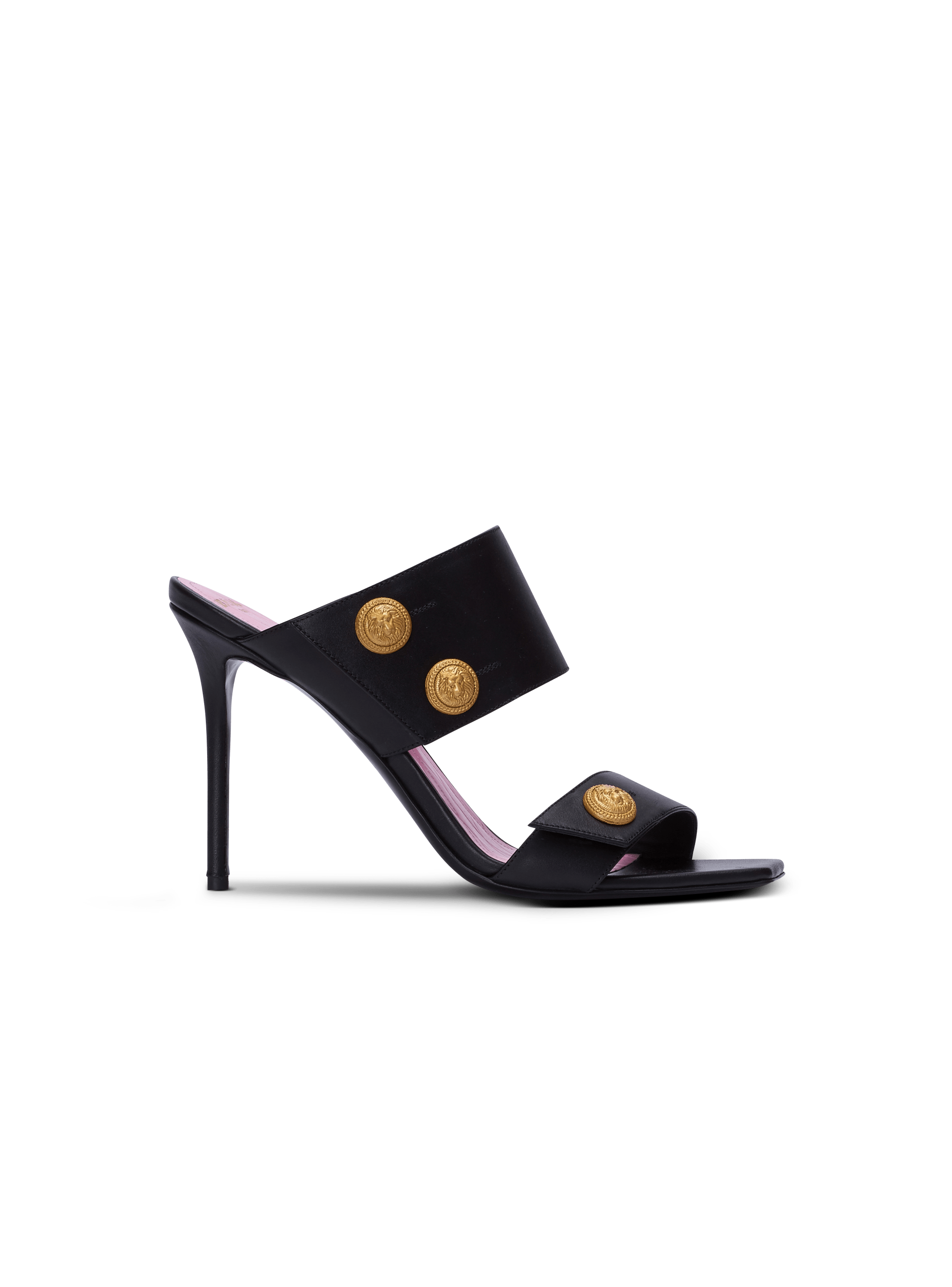 Heeled Eva mules in calfskin