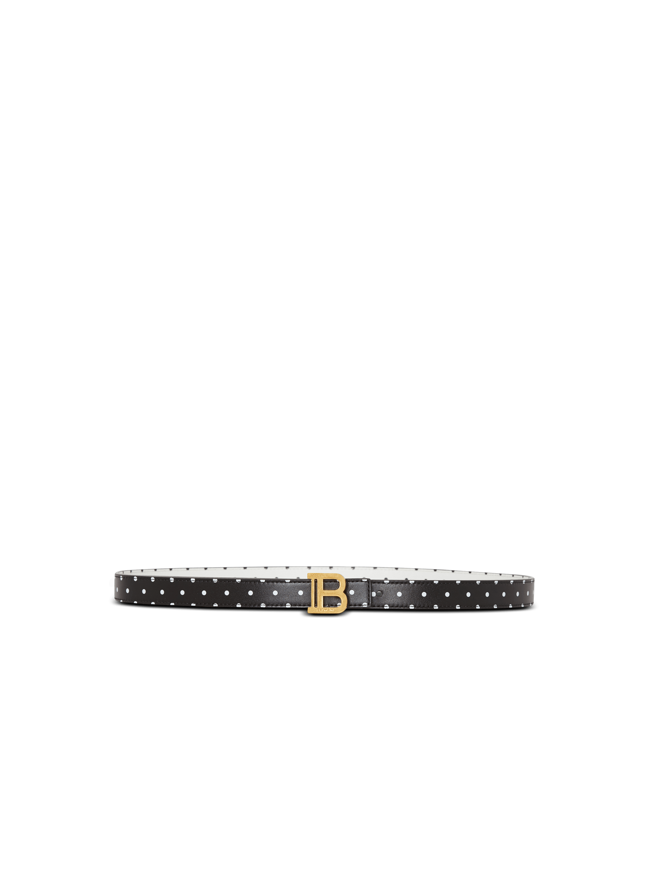 Ceinture B Belt fine r versible en cuir de veau imprim Polka Dots