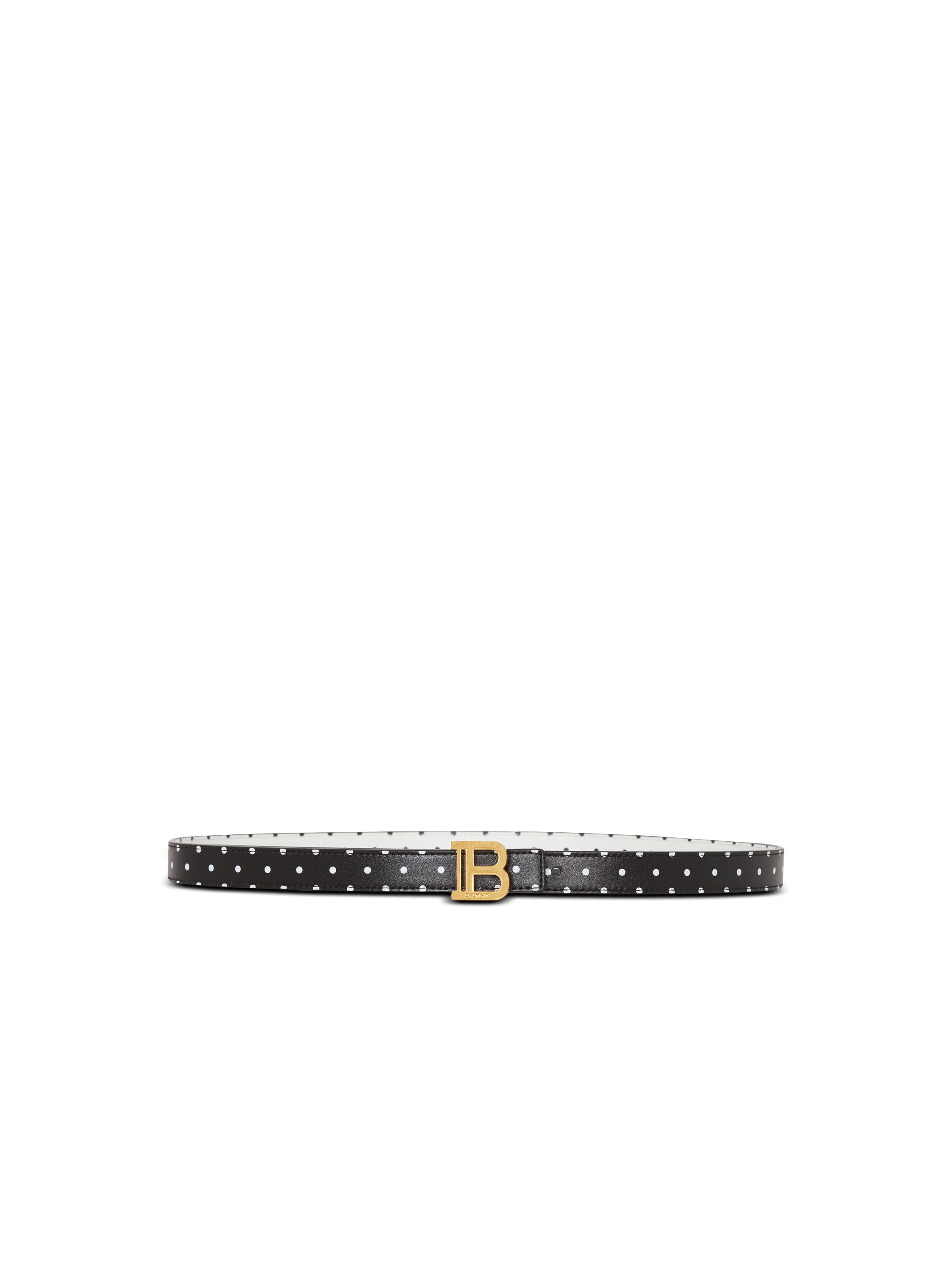 Thin reversible calfskin B-Belt with Polka Dots print