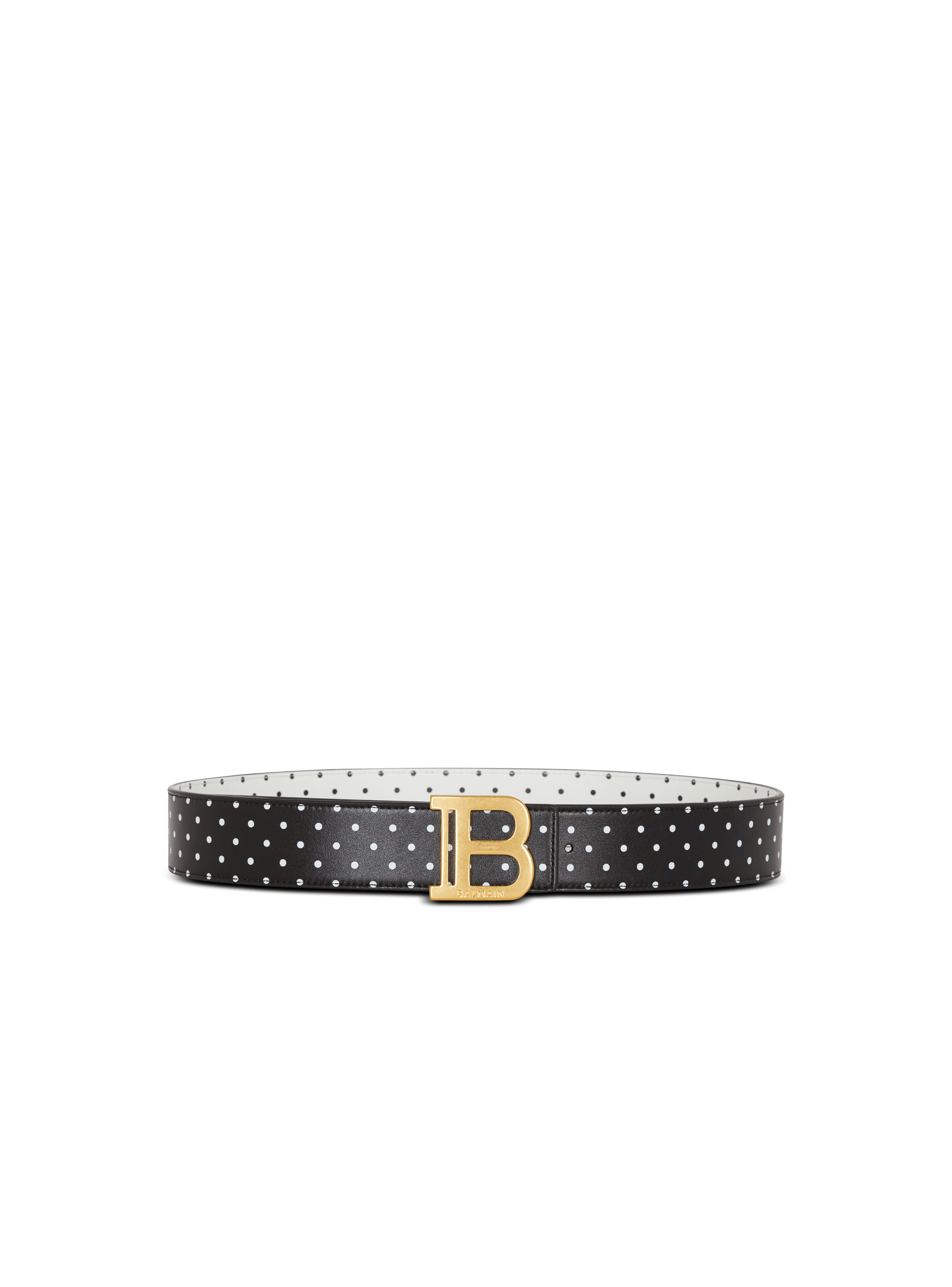 Reversible calfskin B-Belt with Polka Dots