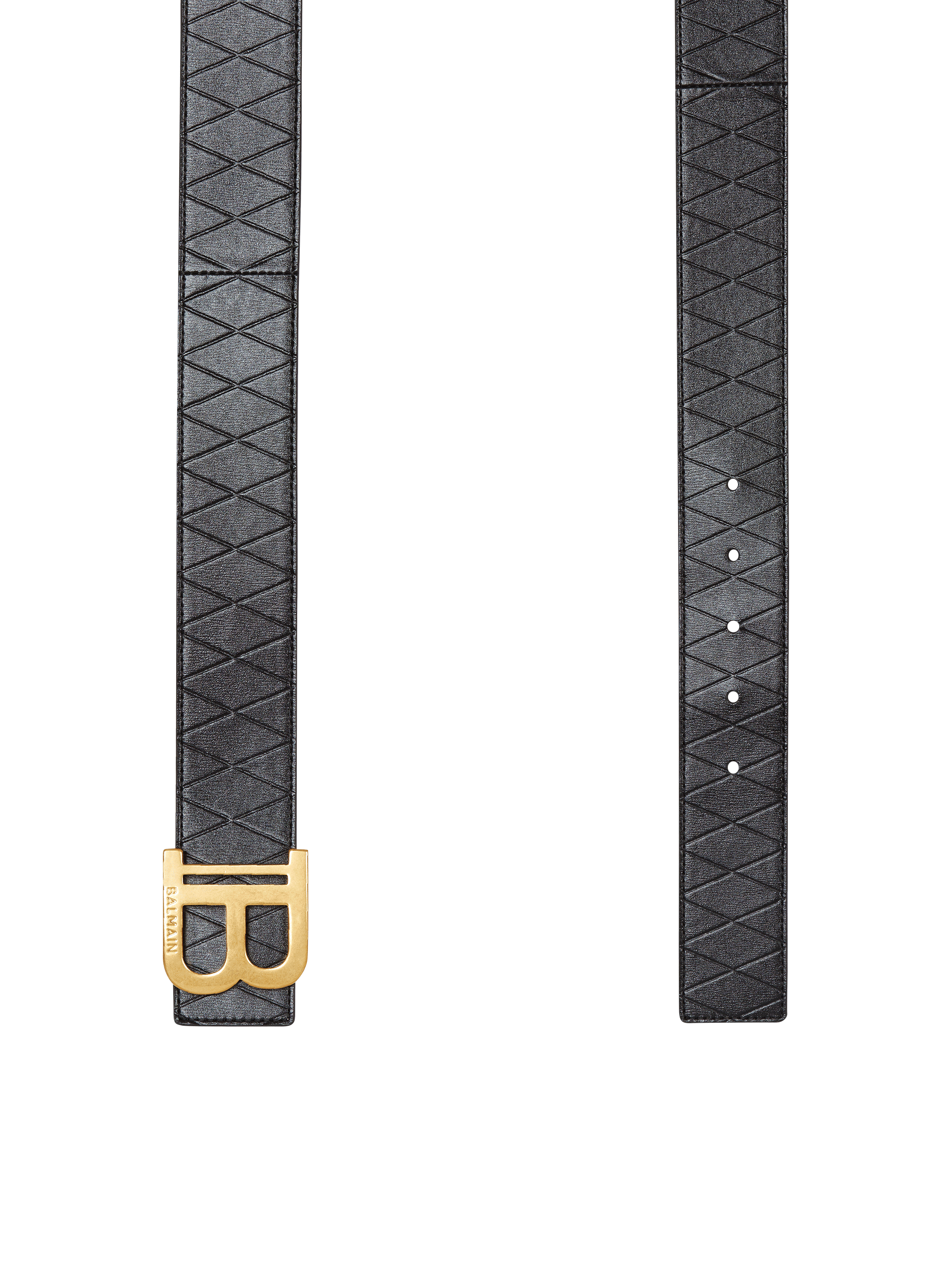 B-Belt 4cm-embossed grid leather