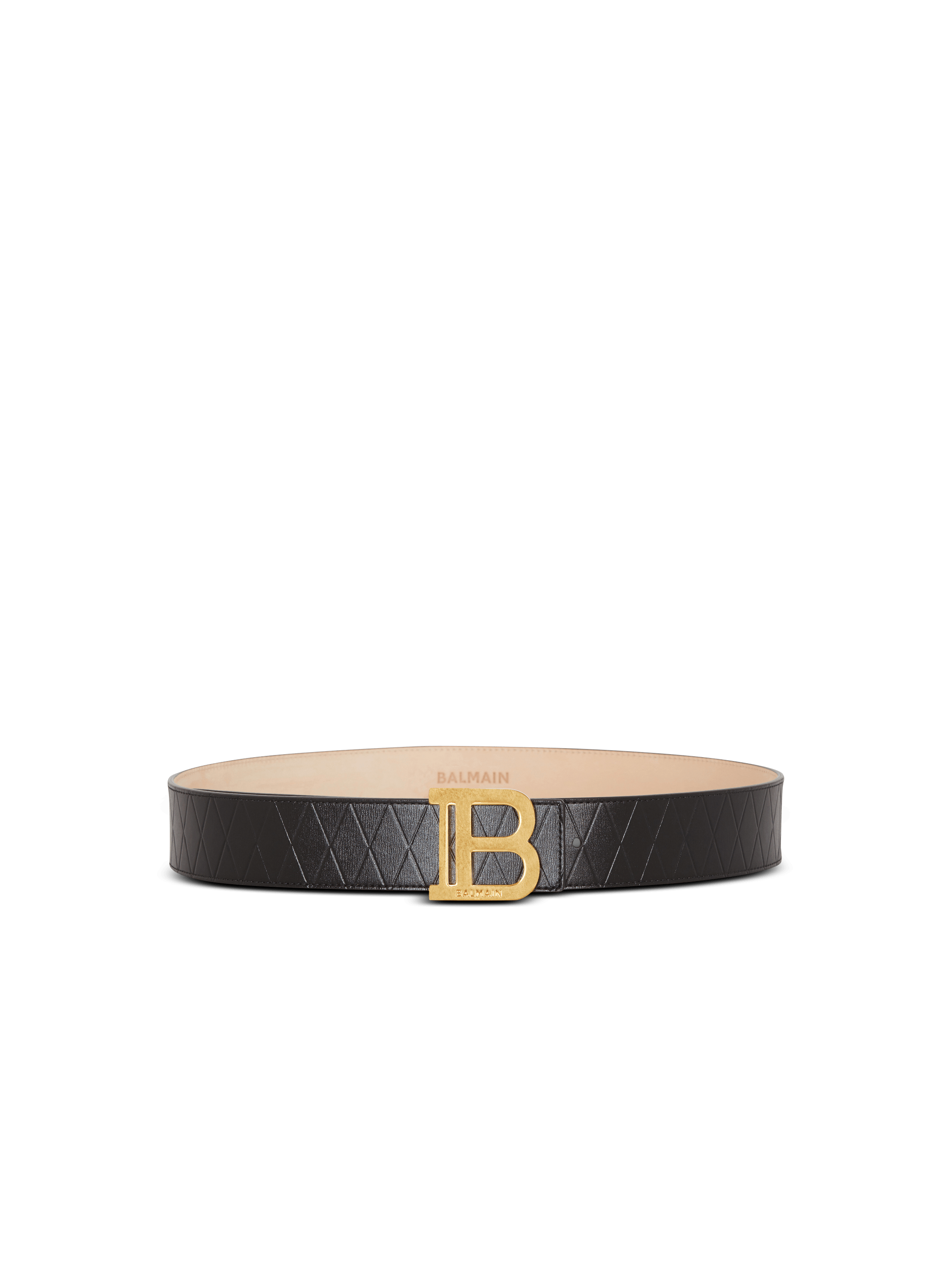 B-Belt 4cm-embossed grid leather